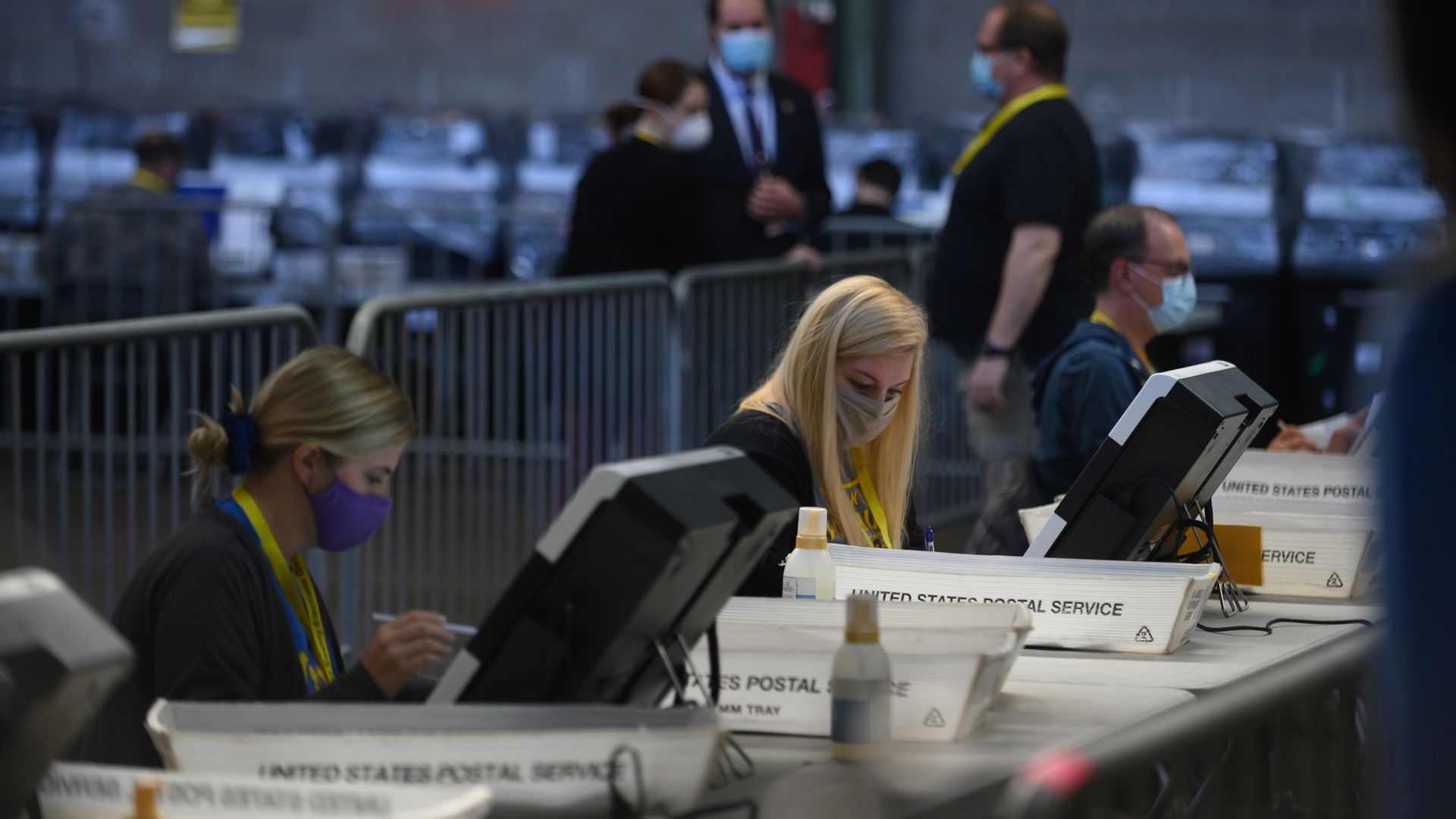 Election officials count ballots in Pennsylvania's Allegheny County on Nov. 6.