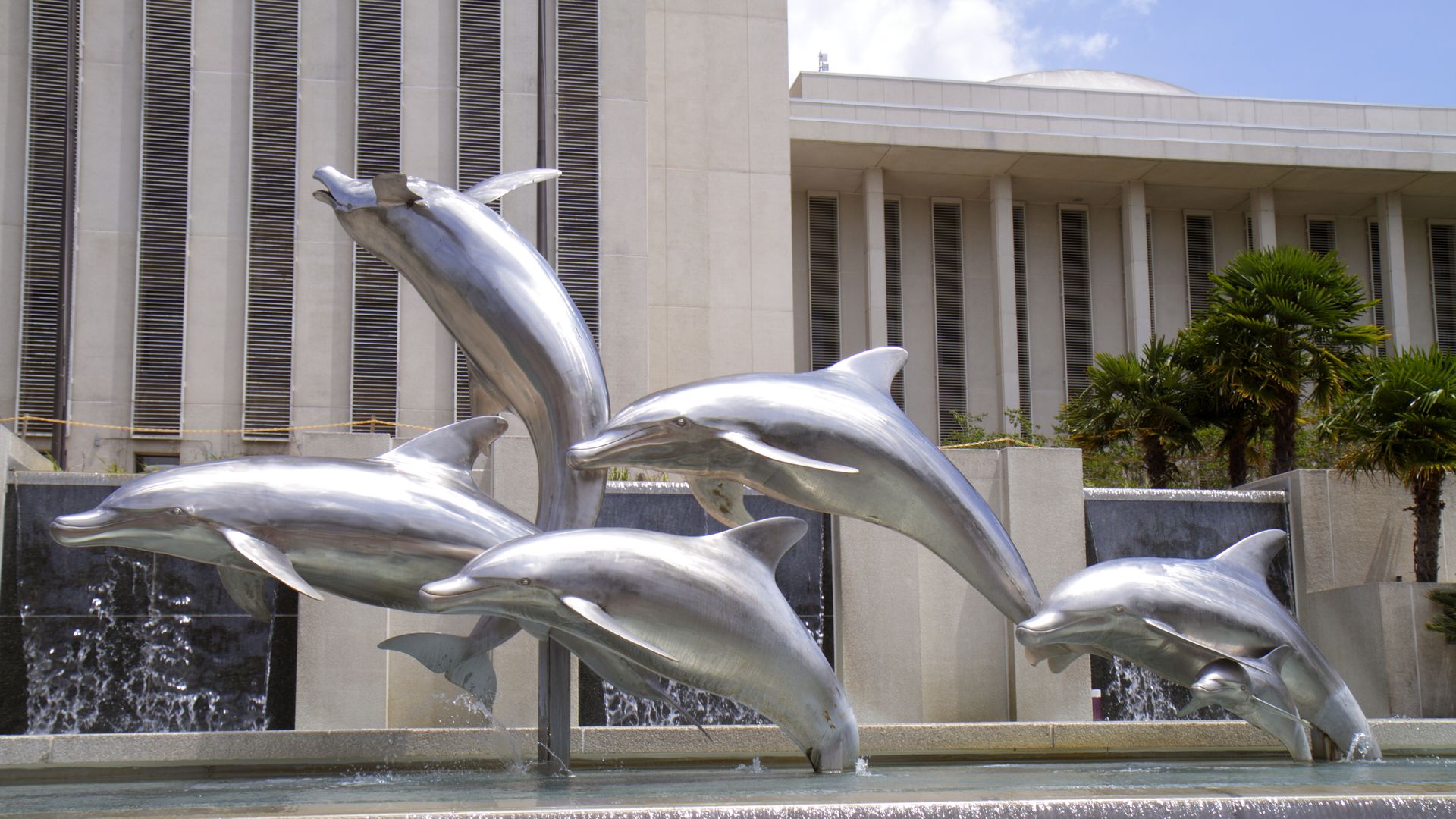 Waller Park’s Florida Heritage Fountain, depicting dolphins jumping, outside the Florida capitol in Tallahassee. Photo: Jeffrey Greenberg/Universal Images Group via Getty Images
