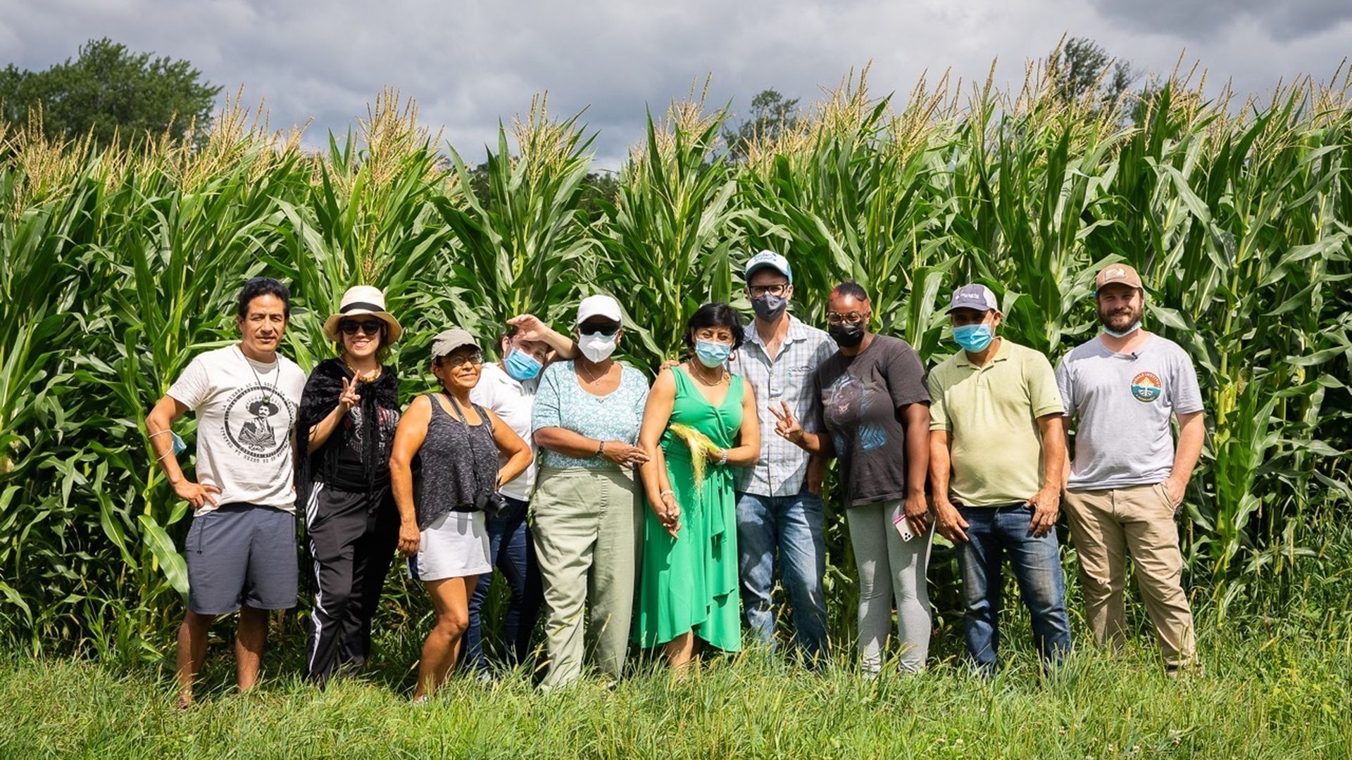 Cristina Martinez and Ben Miller preparing to launch their coop, Masa Cooperativa, with fellow workers, volunteers, and Rodale Institute staff. Photo courtesy of Ben Miller. 