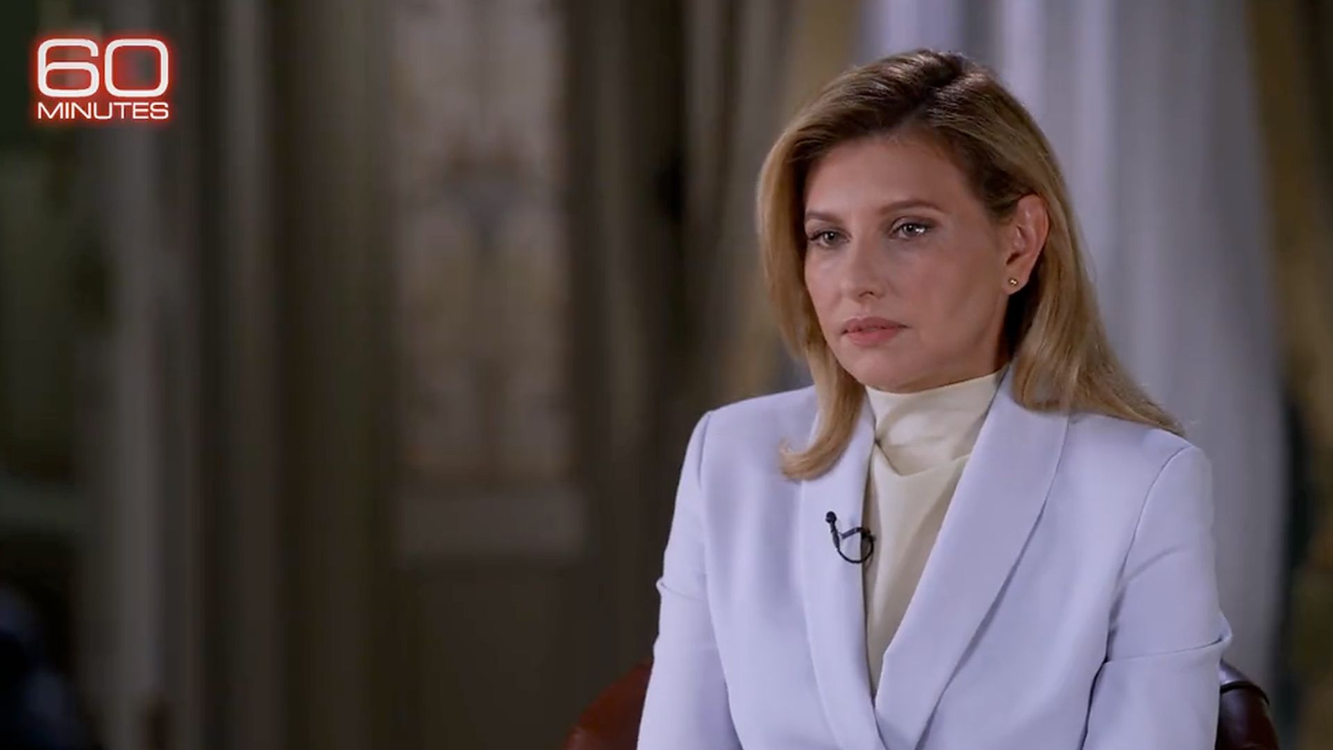 Ukrainian First Lady Olena Zelenska being interviewed on CBS' "60 Minutes."