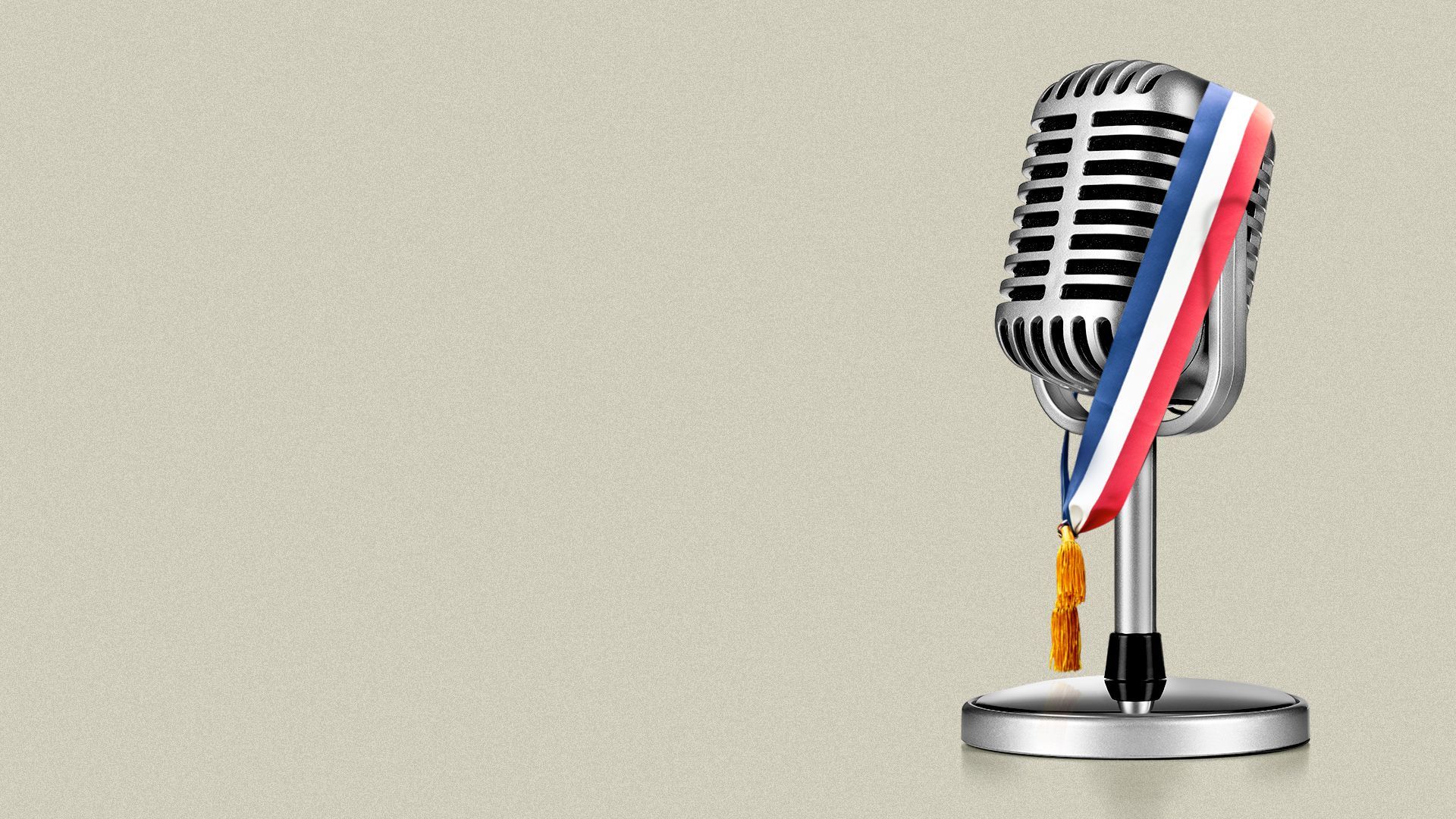 Illustration of a microphone wearing a mayoral sash. 