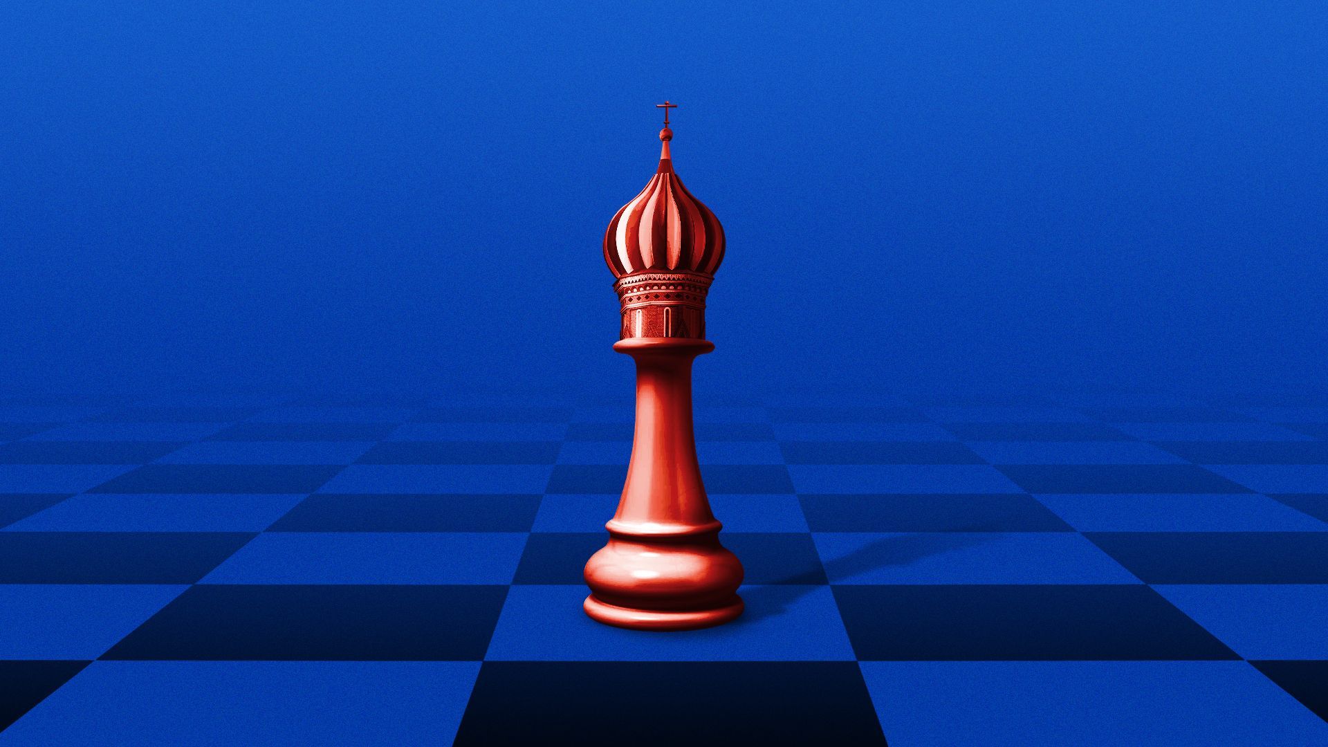 Illustration of a chess piece with the dome of St. Basils Cathedral as the top.