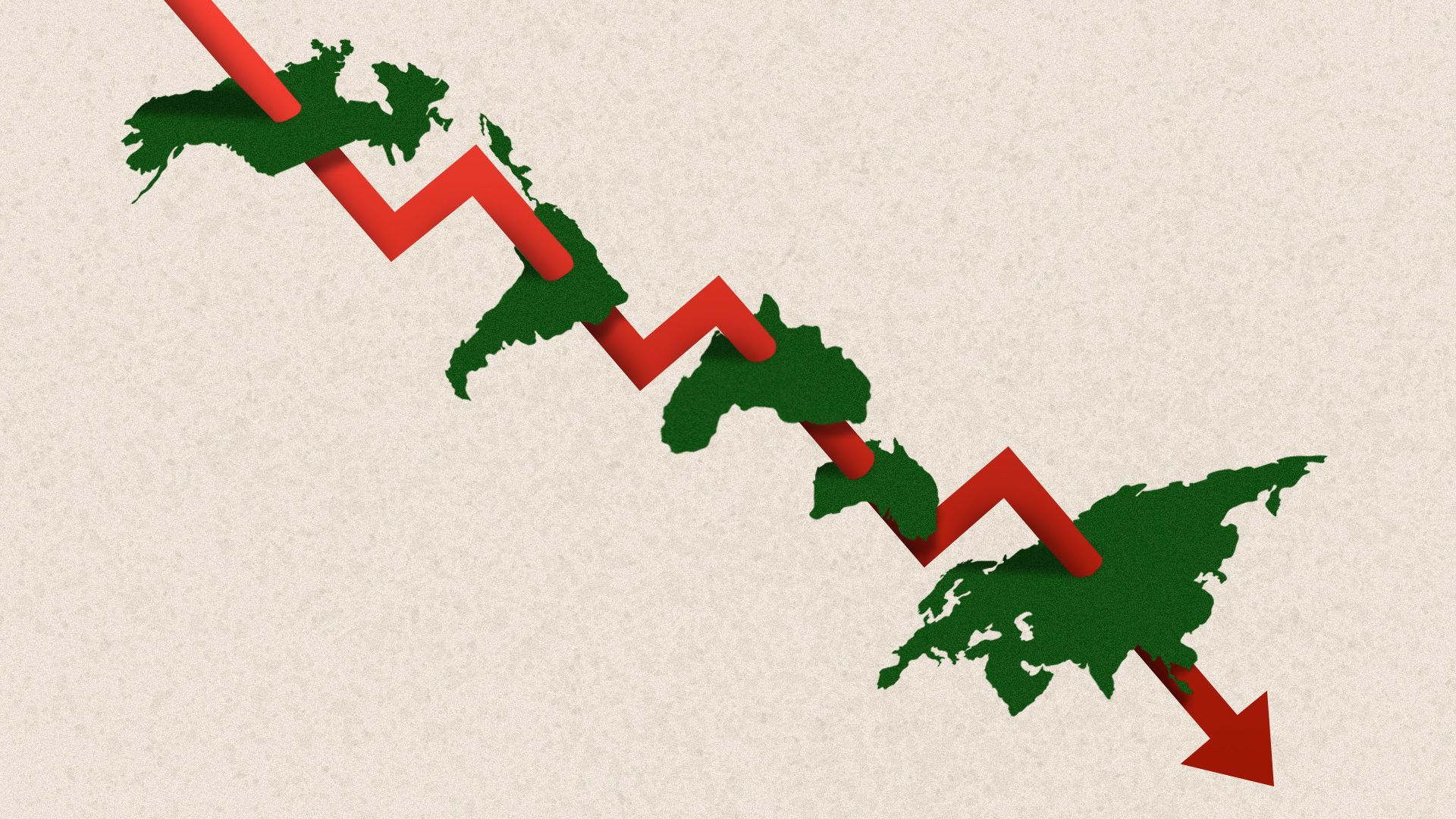 Illustration of an arrow going through multiple continents.