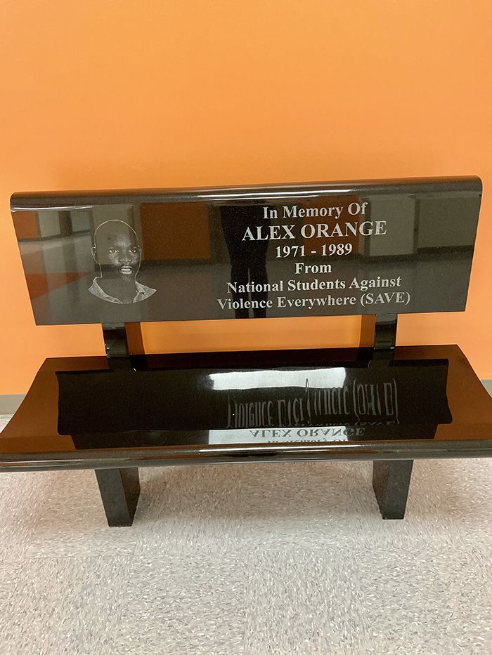 The Alex Orange memorial at West Charlotte. Photo: Ashley Mahoney/Axios 