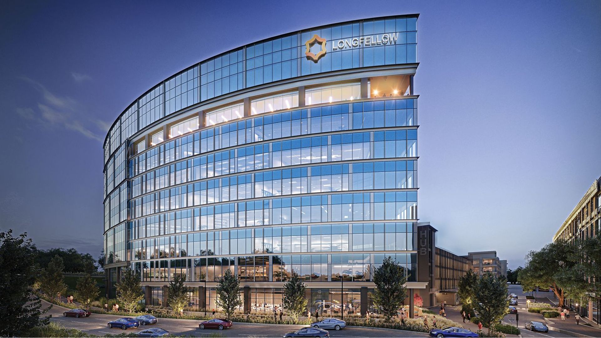 A rendering of the planned eight-story tall lab building in RTP, courtesy of Longfellow Real Estate Partners