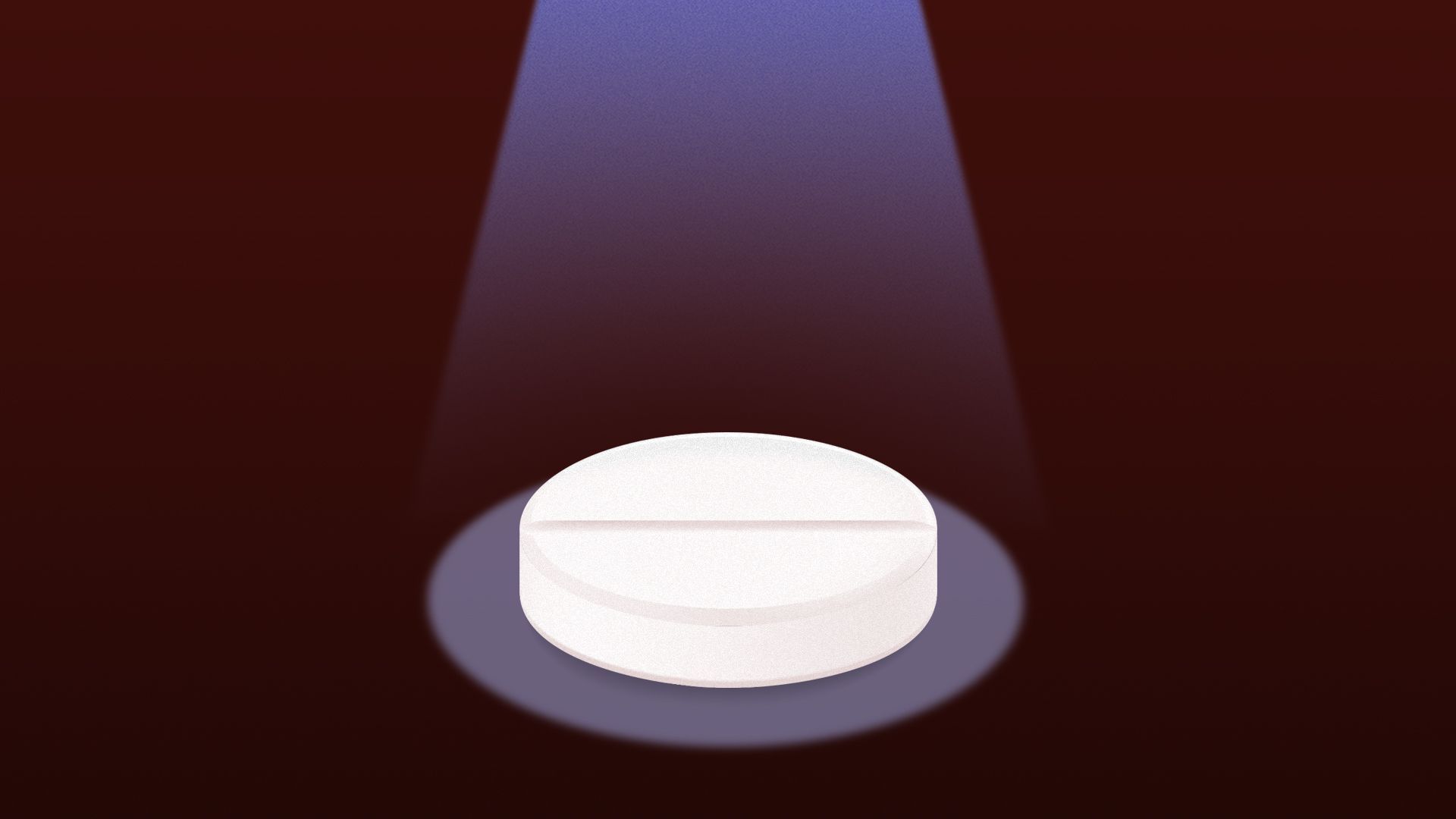 Illustration of a spotlight shining on a pill