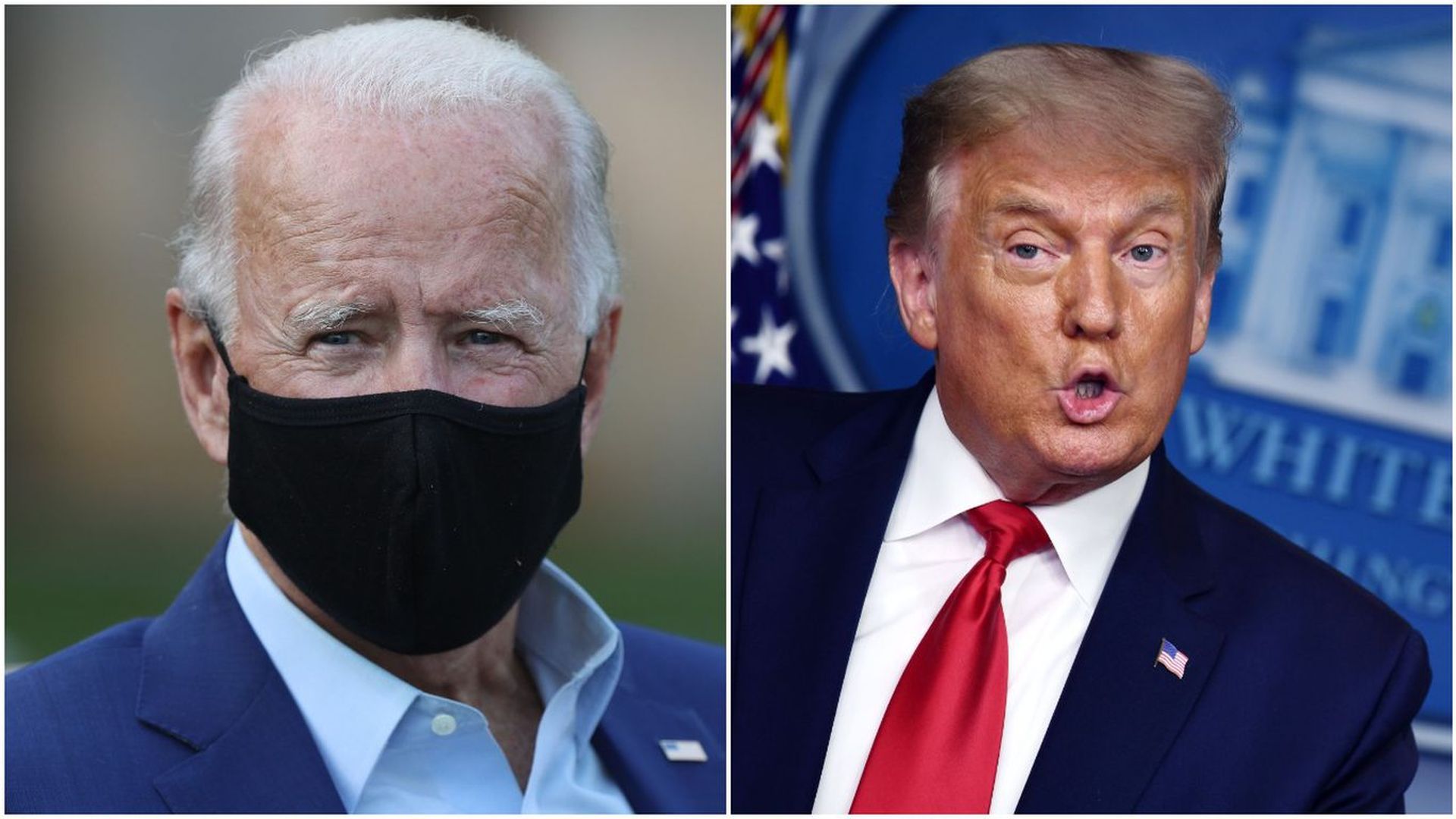 Images of President Trump and Joe Biden