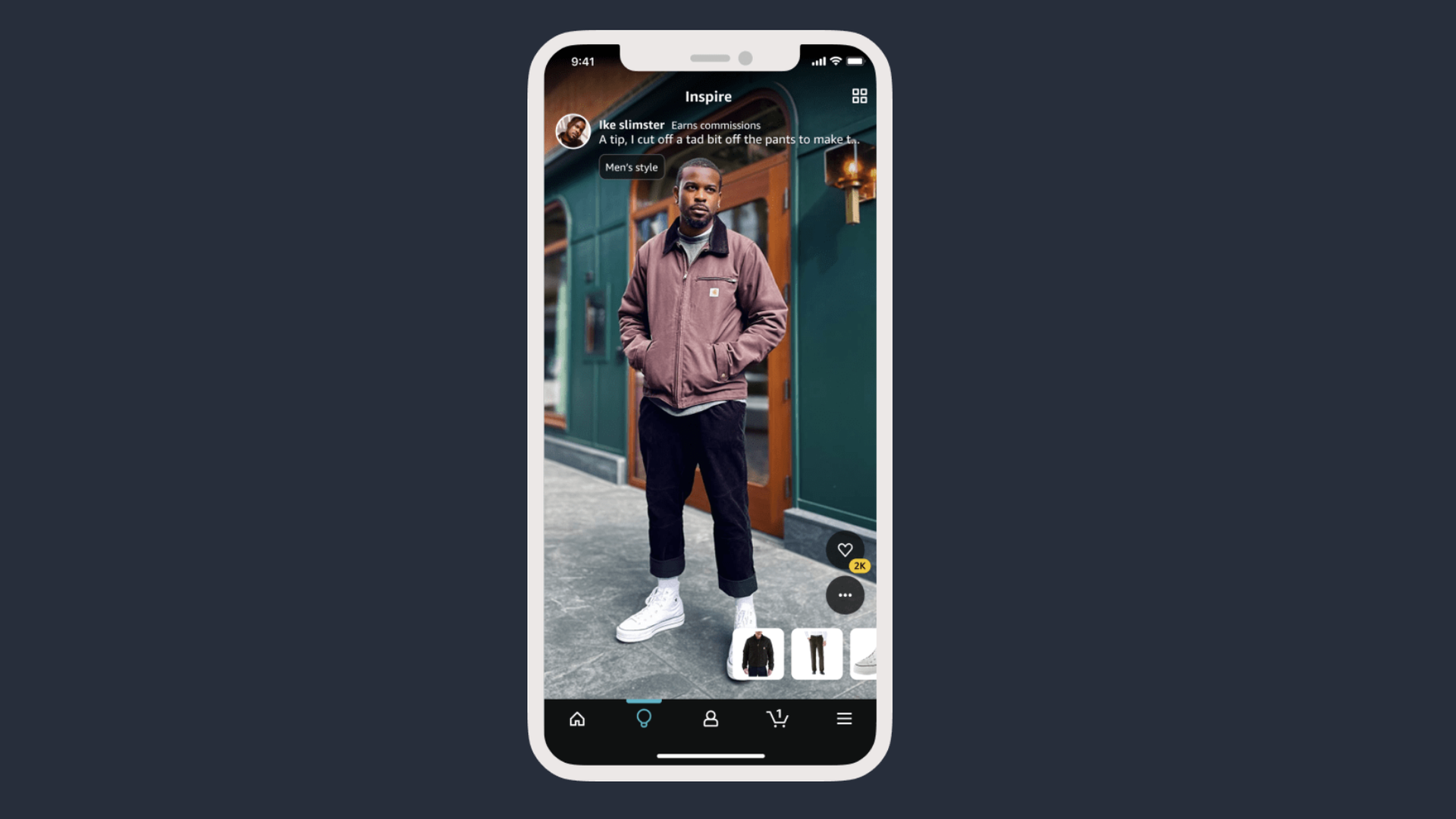 Screenshot of man modeling clothes sold on Amazon