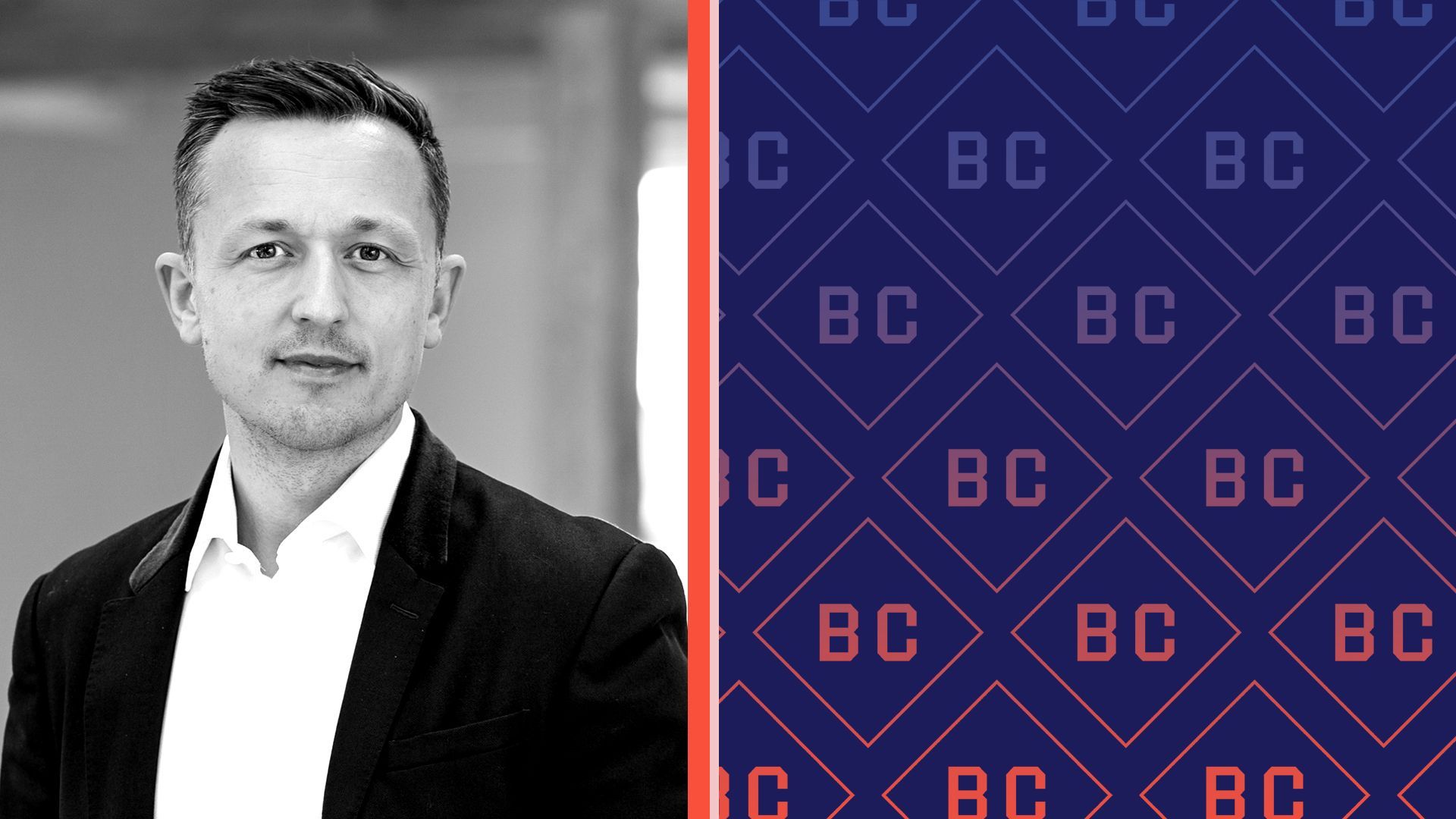 Photo illustration of Jesper Søgaar collaged with the logo of Better Collective.