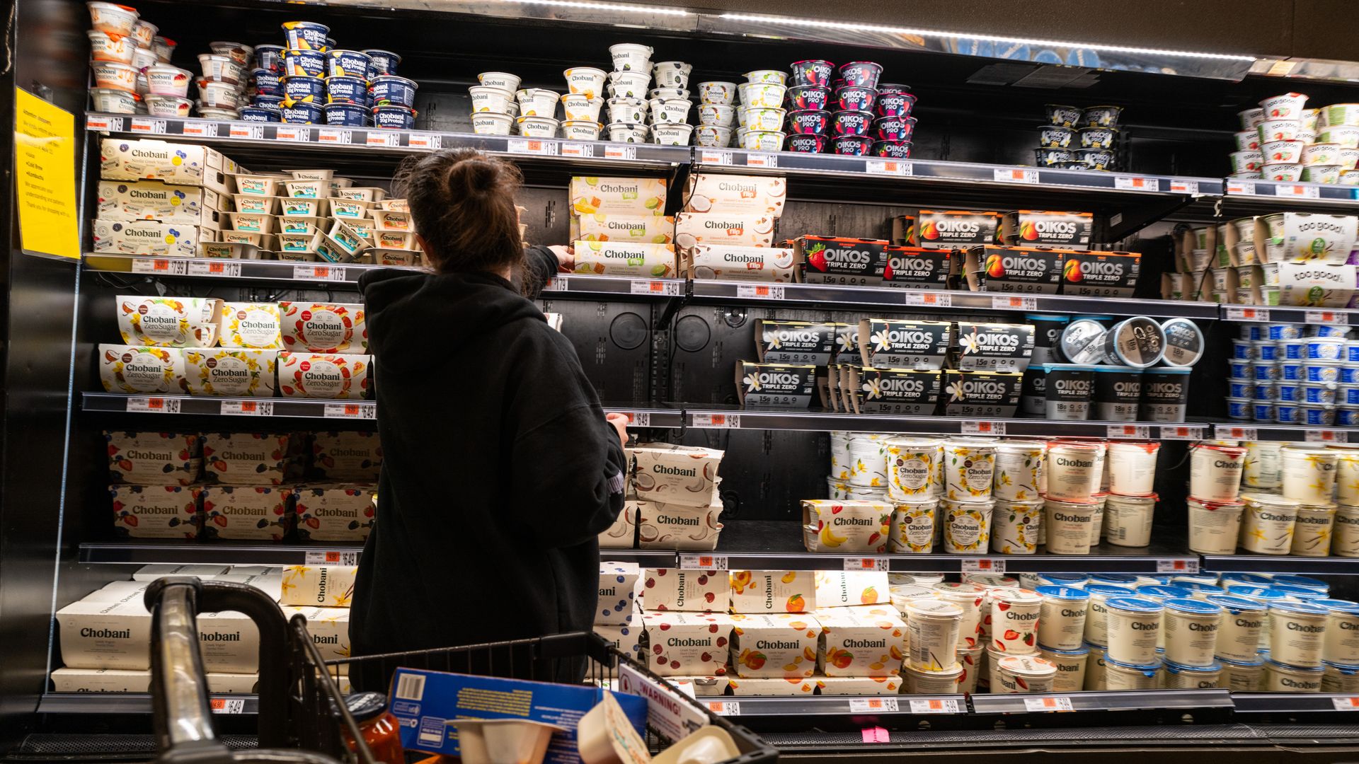 Shopper looking at groceries