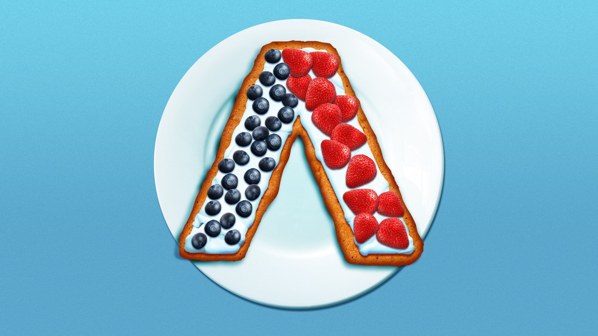 Illustration of a 4th of July cake in the shape of the Axios logo