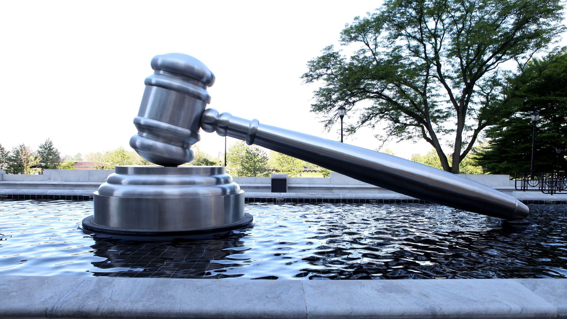 Sculpture of a gavel outside Ohio Supreme Court in Columbus