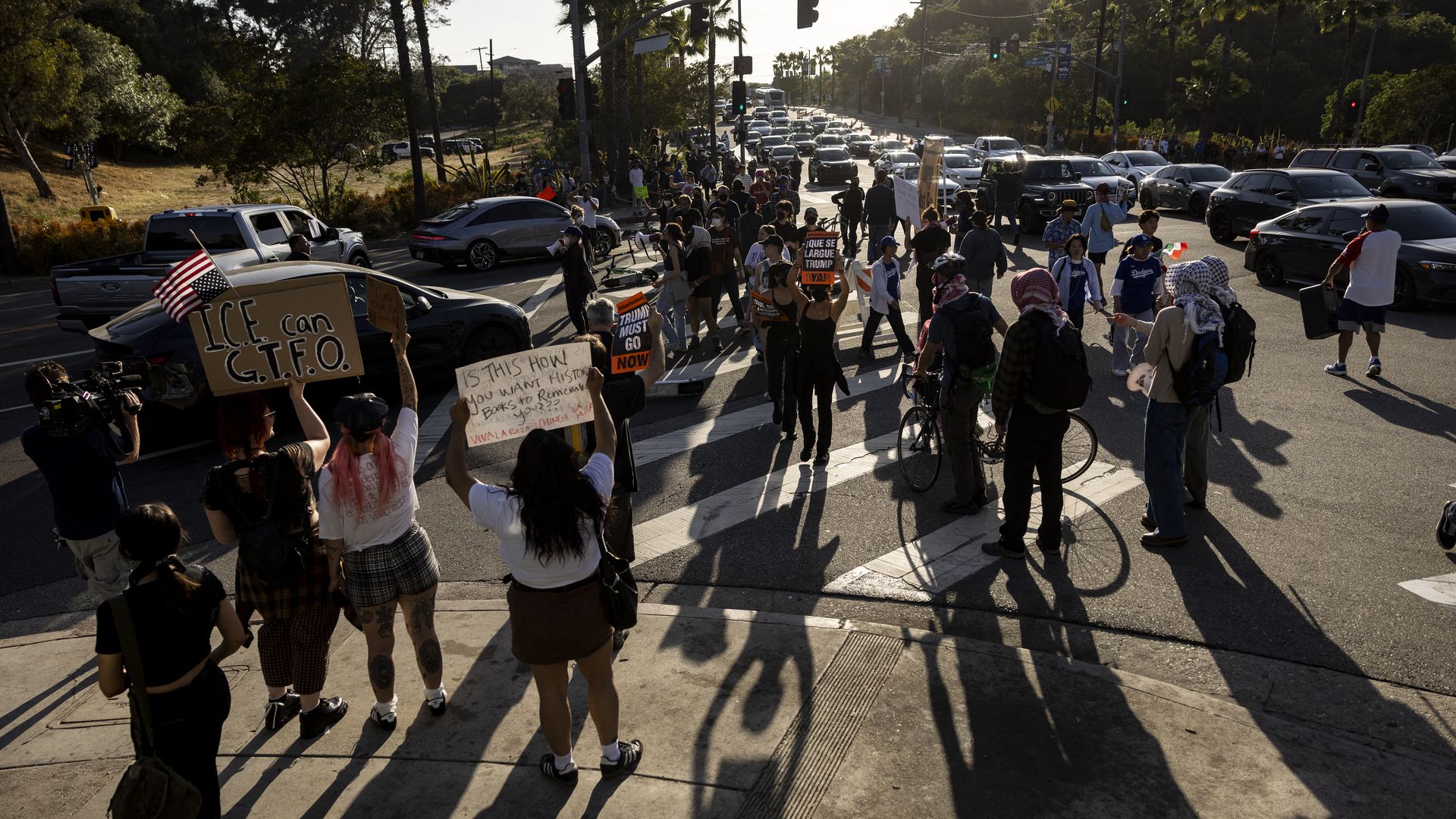 People protest in LA
