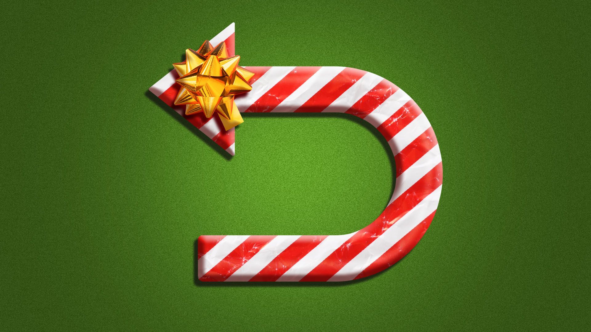 Illustration of a holiday gift in the shape of a return arrow 