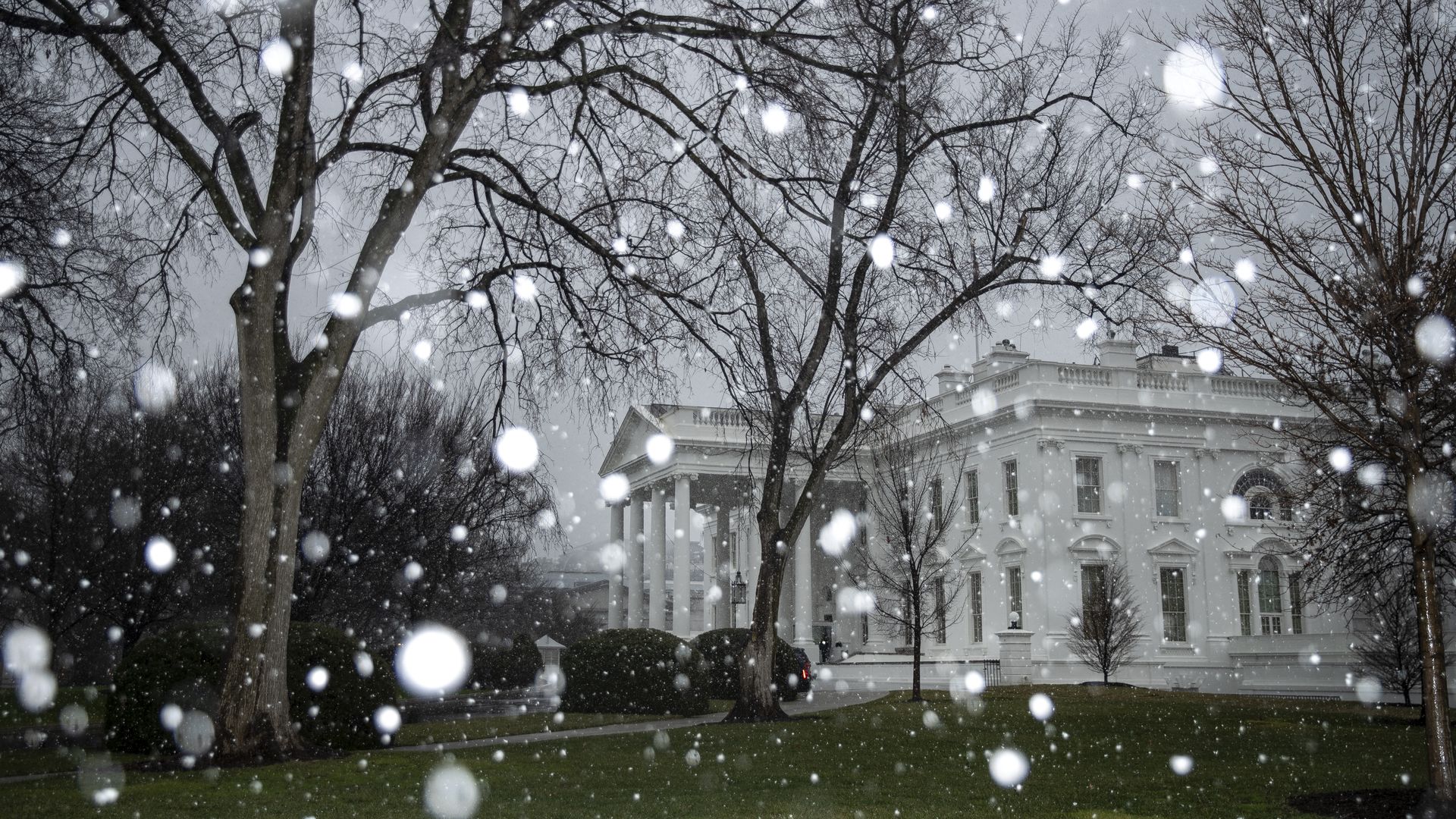 White House in the snow