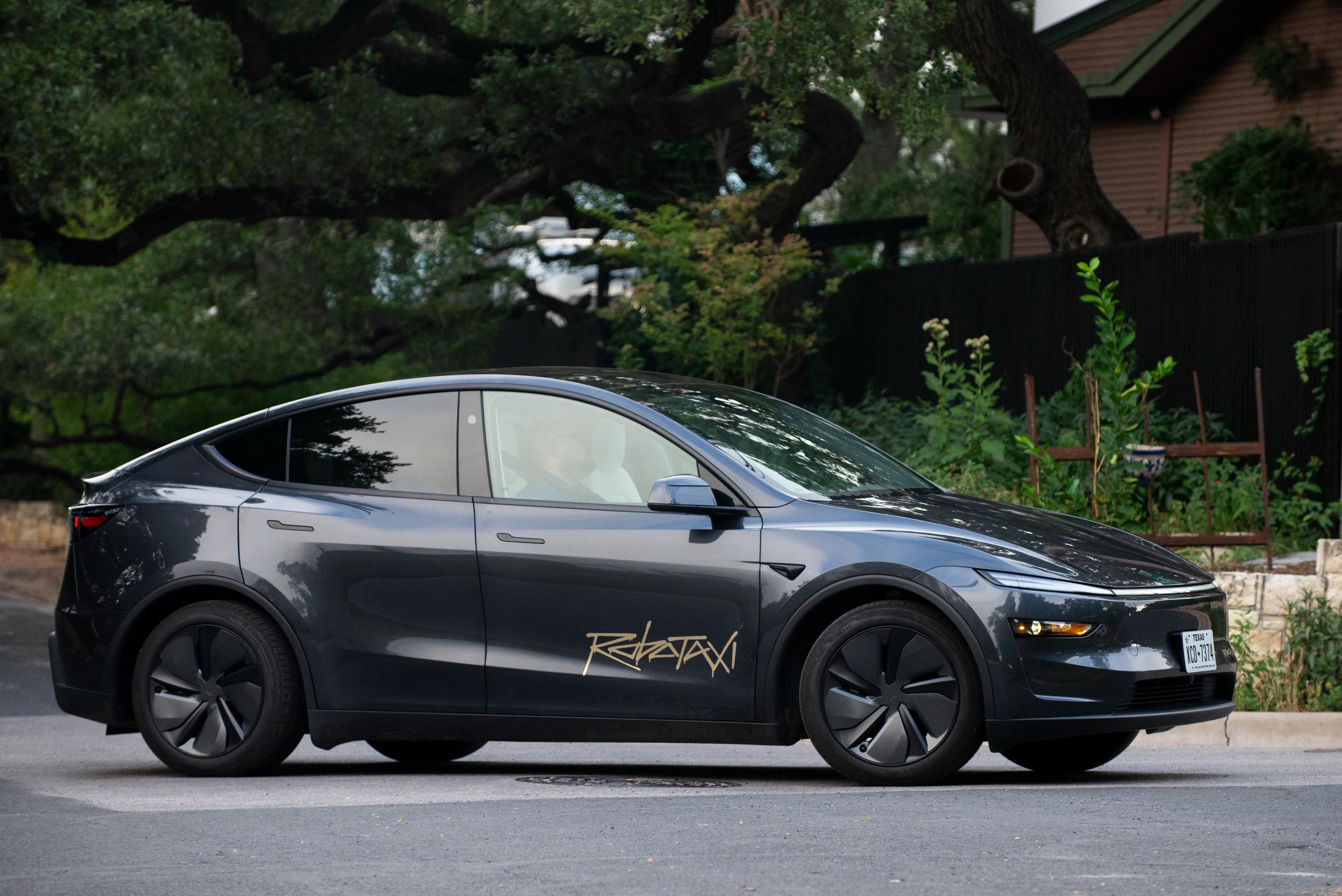 A Tesla robotaxi in Austin yesterday.