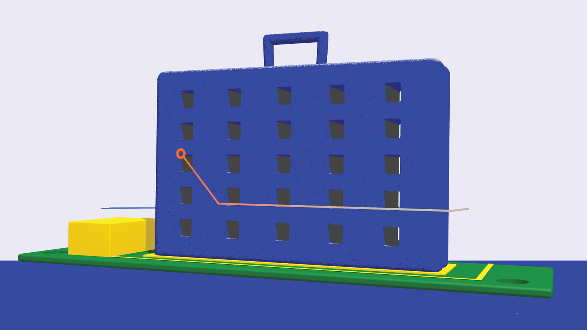 Illustration of an office building shaped like a briefcase