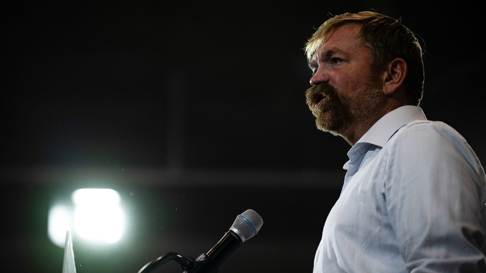 Graham Platner during a primary election night event in Blue Hill, Maine, on June 9.
