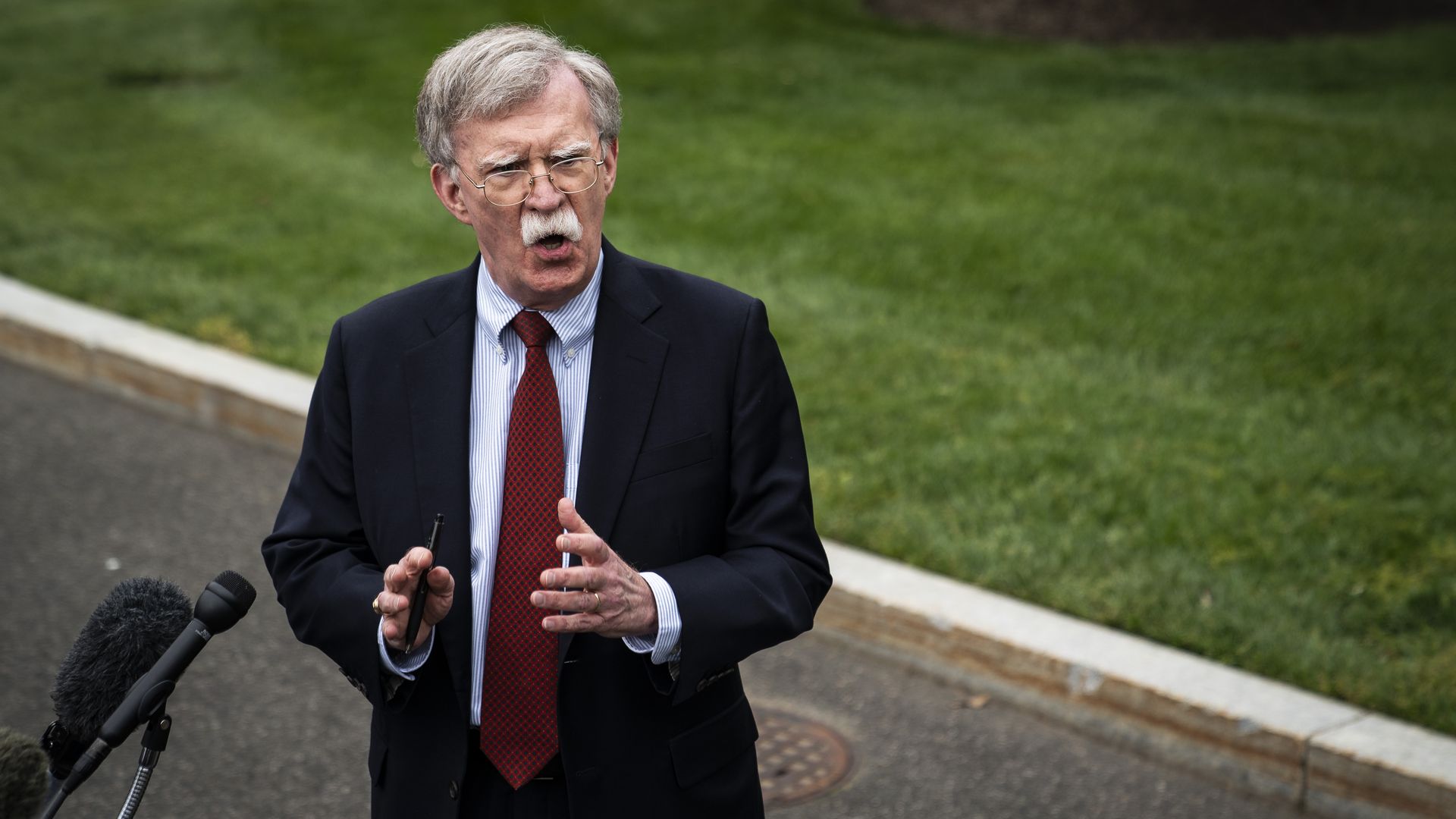 John Bolton speaking to press outside the White House