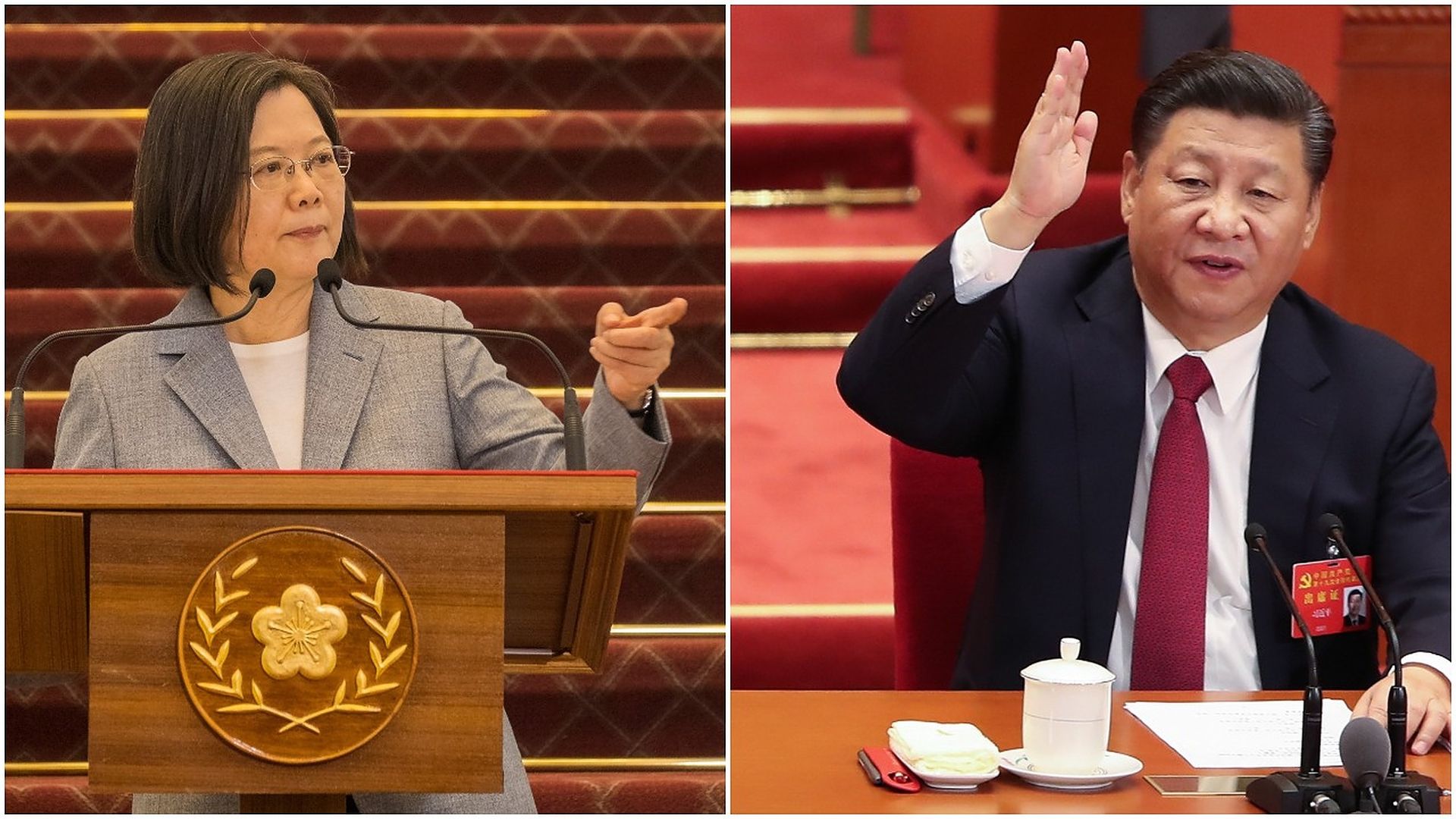 Comination images of Taiwan's President Tsai Ing-wen and China's President Xi Jingping.