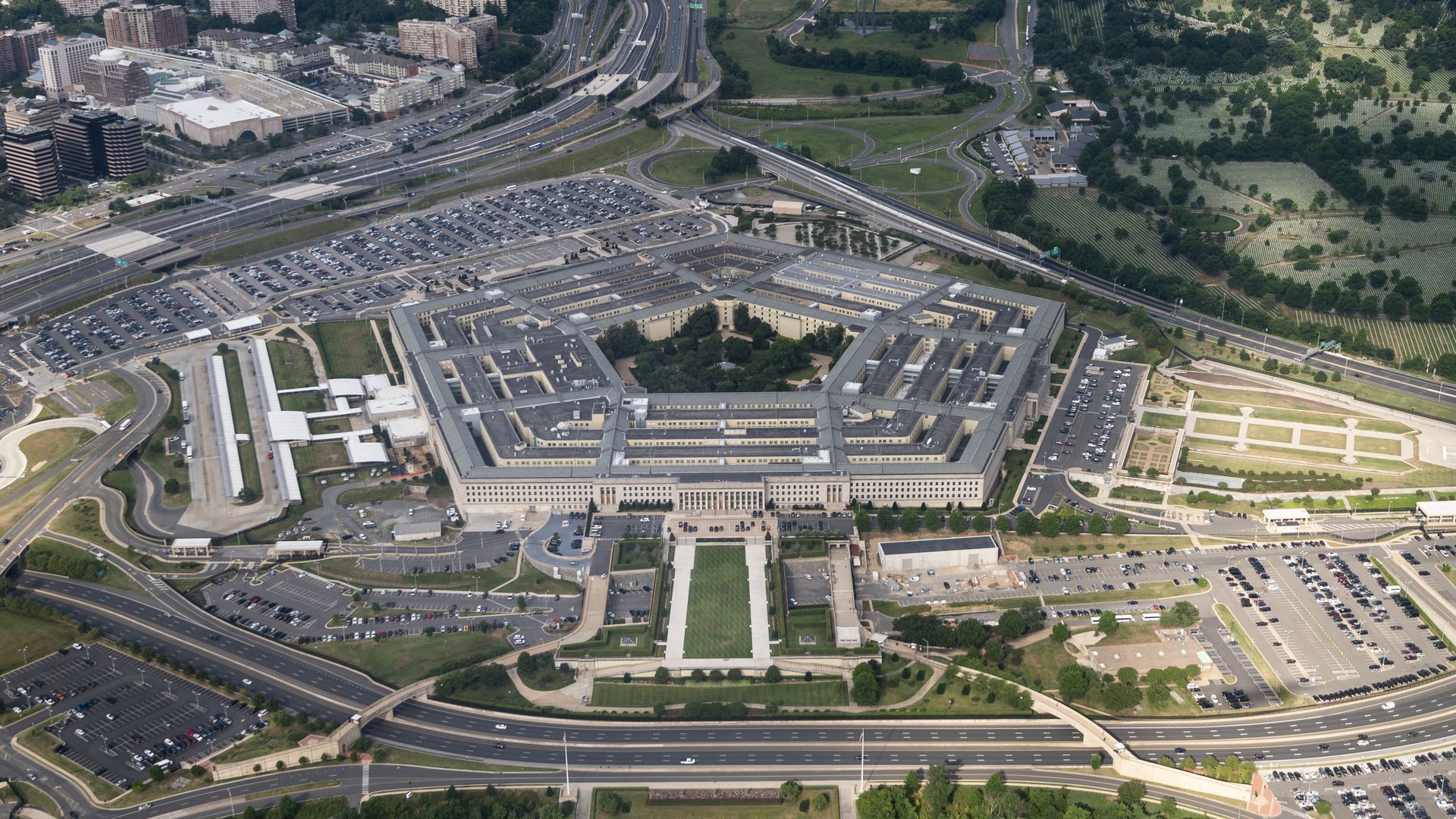 An aerial view of the Pentagon.