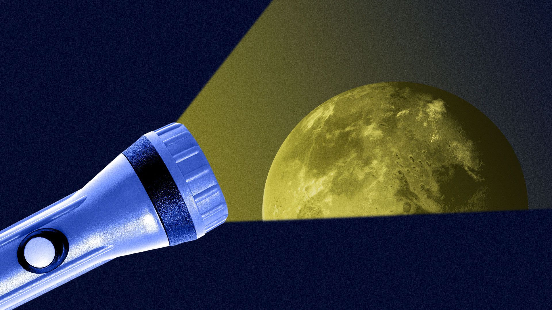 Illustration of flashlight revealing a semi-hidden planet