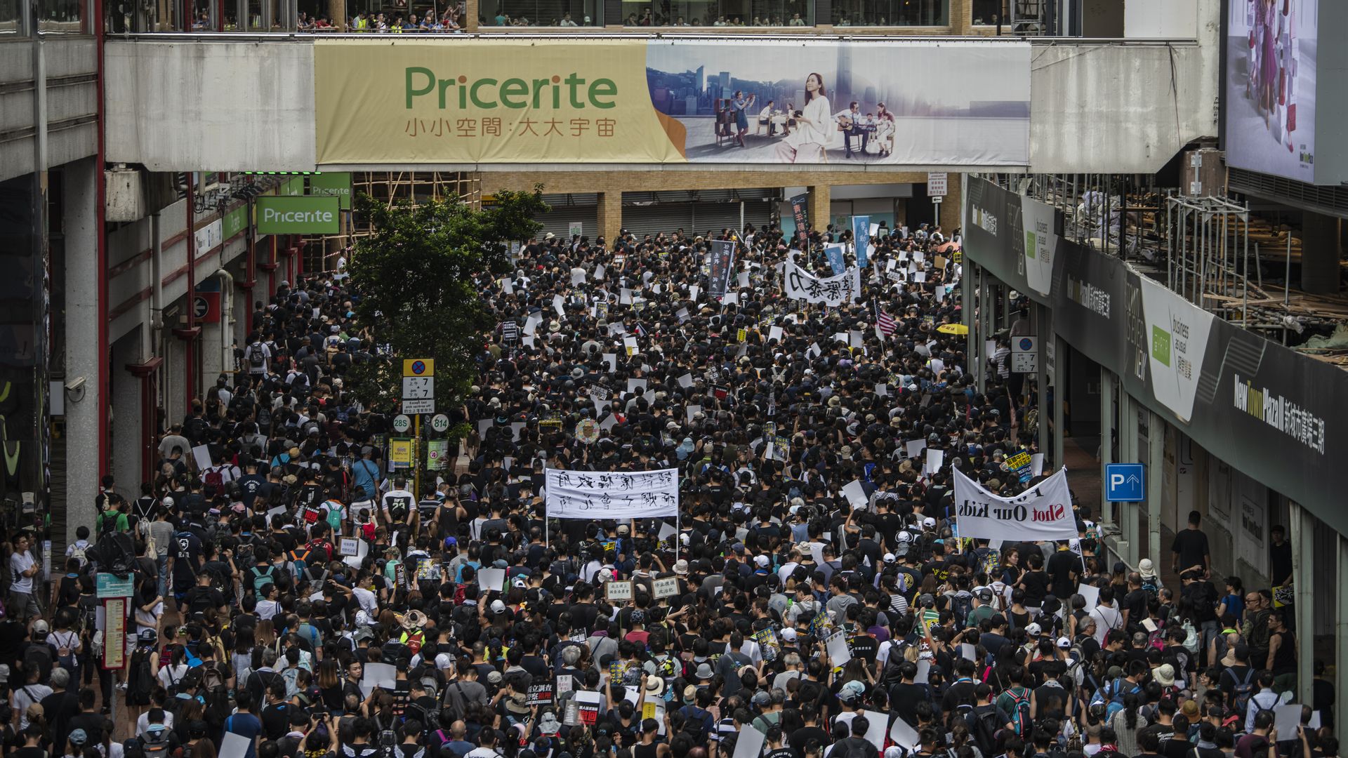 Photo of protestors filling the street.