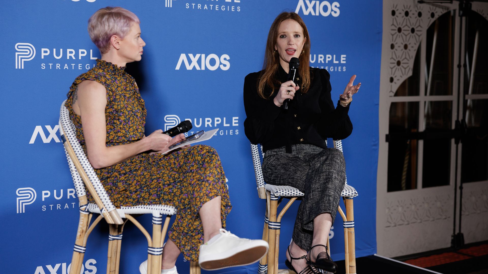 Erin Brodwin from Axios Pro on stage with Maven Clinic CEO Kate Ryder