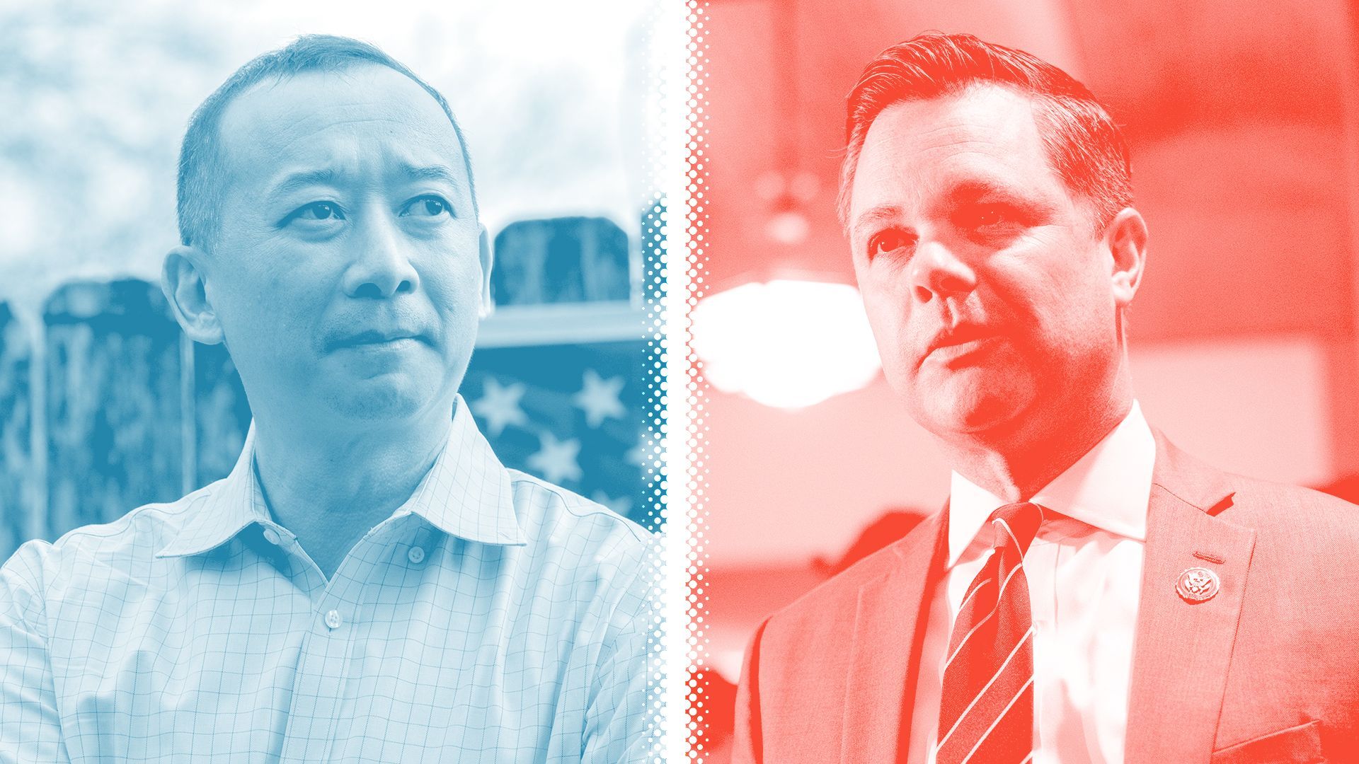 Photo illustration of Lanon Baccam and Zach Nunn.