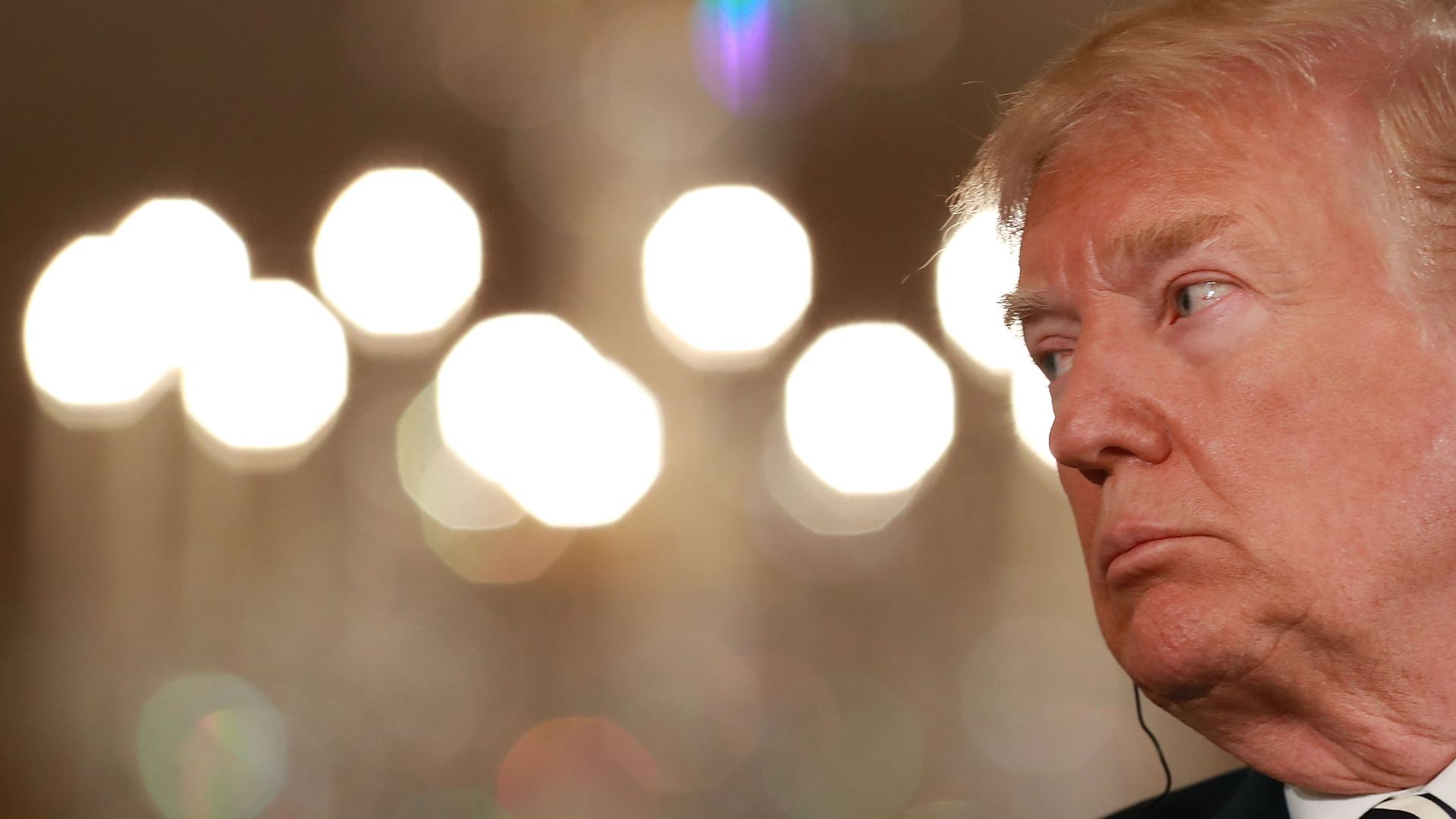 Donald Trump looking to his right.