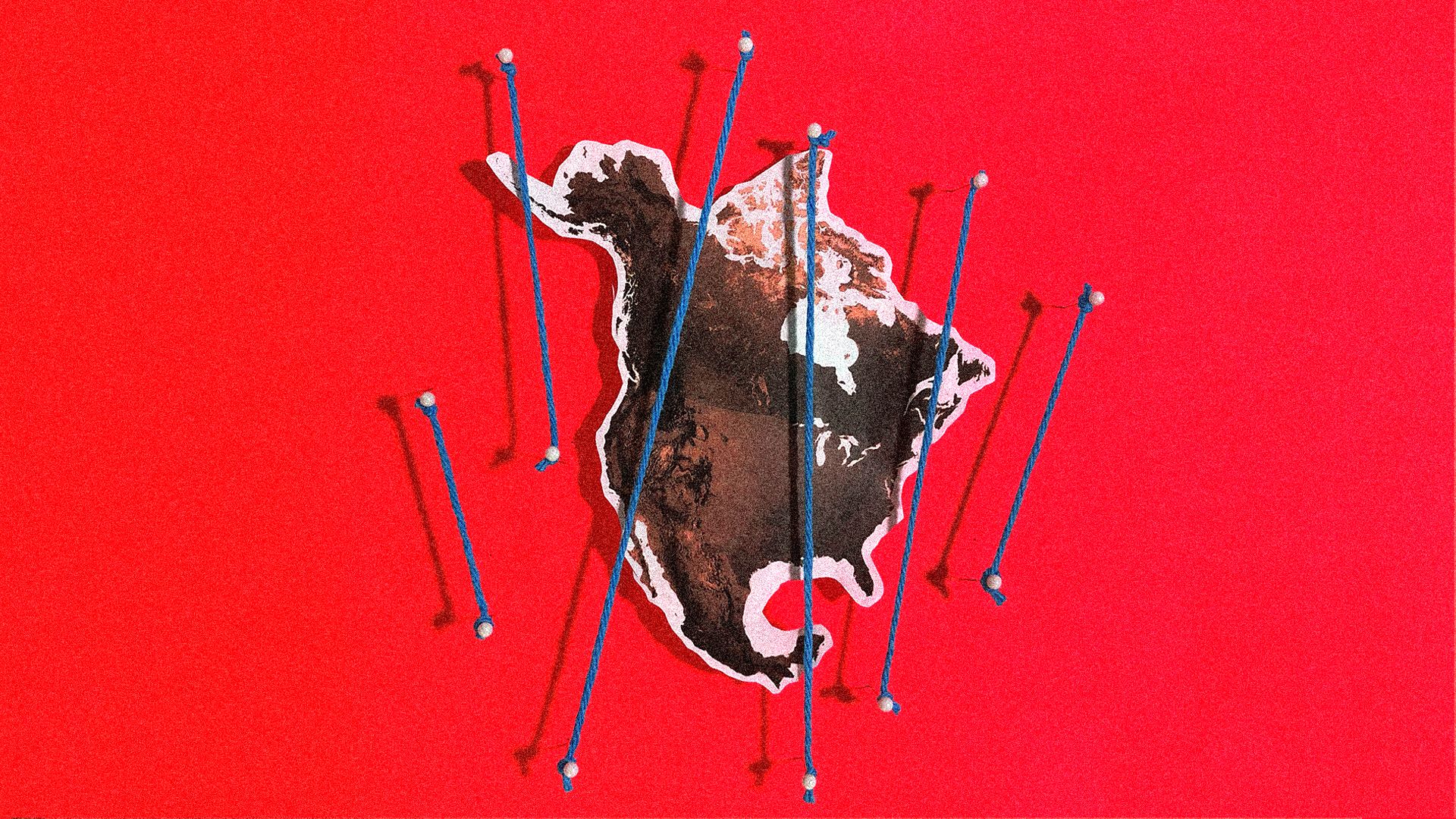 A map of North America with lines across it