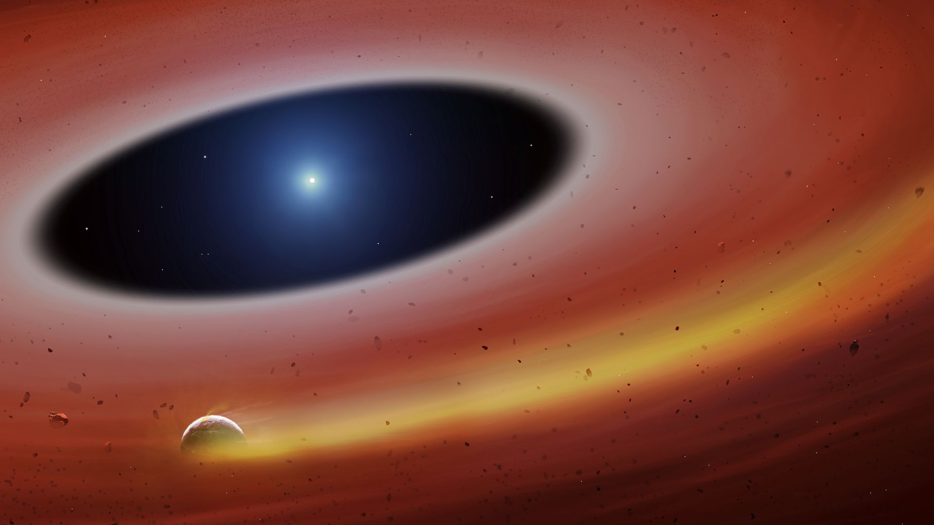 Disintegrating planet orbiting a tiny, dense what dwarf star.