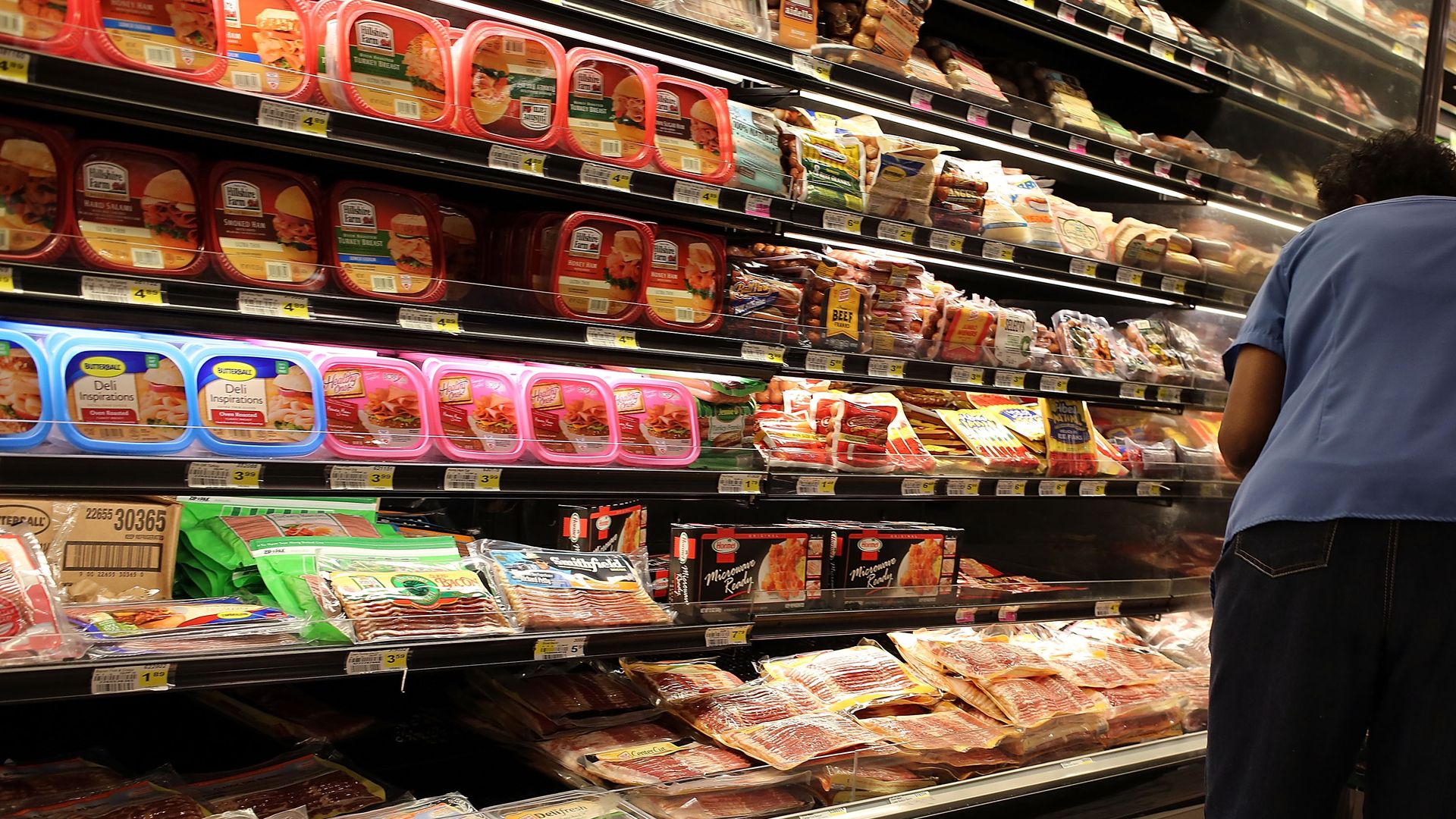 A meat section at a grocery store