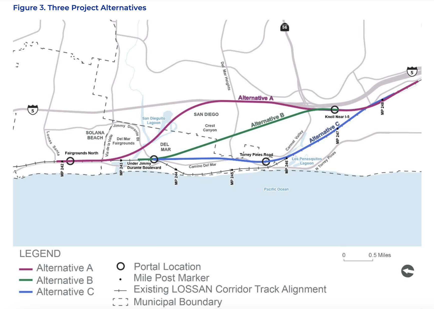 SANDAG unveils tunnel options to relocate tracks from eroding Del Mar ...