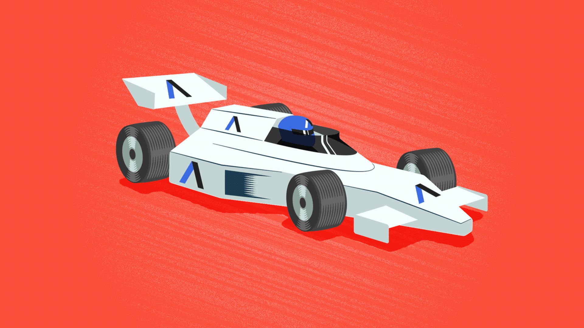 A race car bearing Axios logos