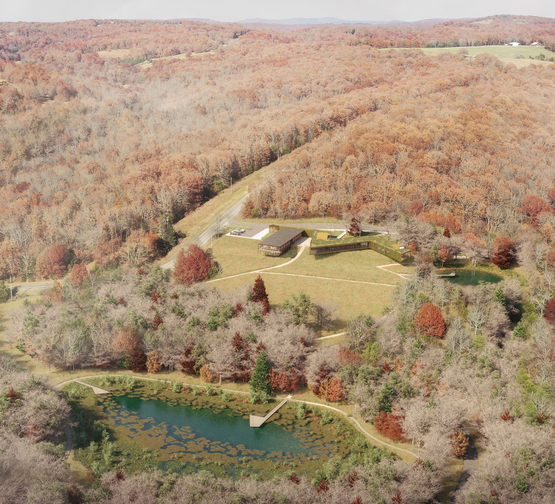 An artist's rendering of the Devil's Den Proving Ground. Rendering: Courtesy Marlon Blackwell Architects