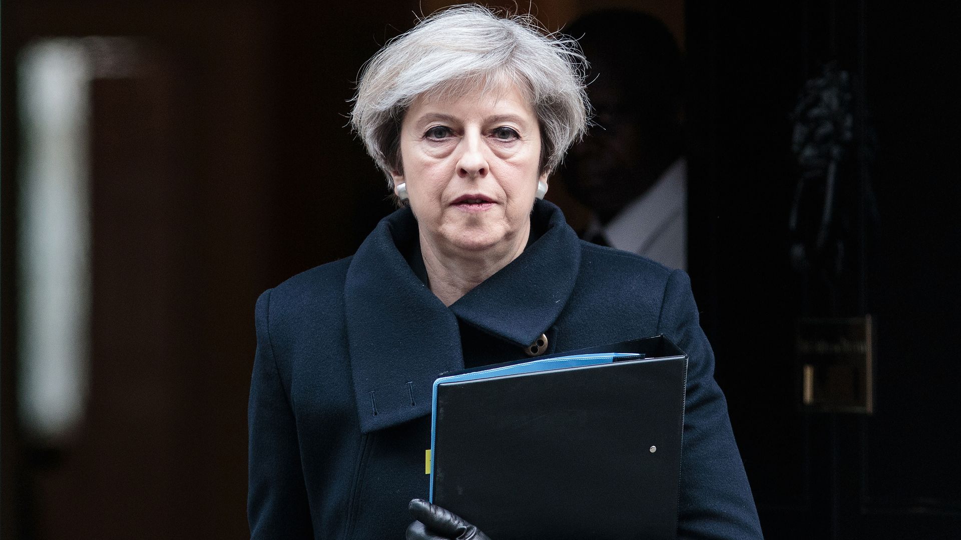 British Prime Minister Theresa May leaves Downing Street.