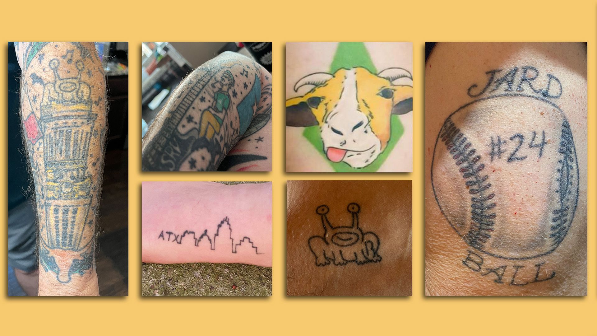 Photos of tattoos.