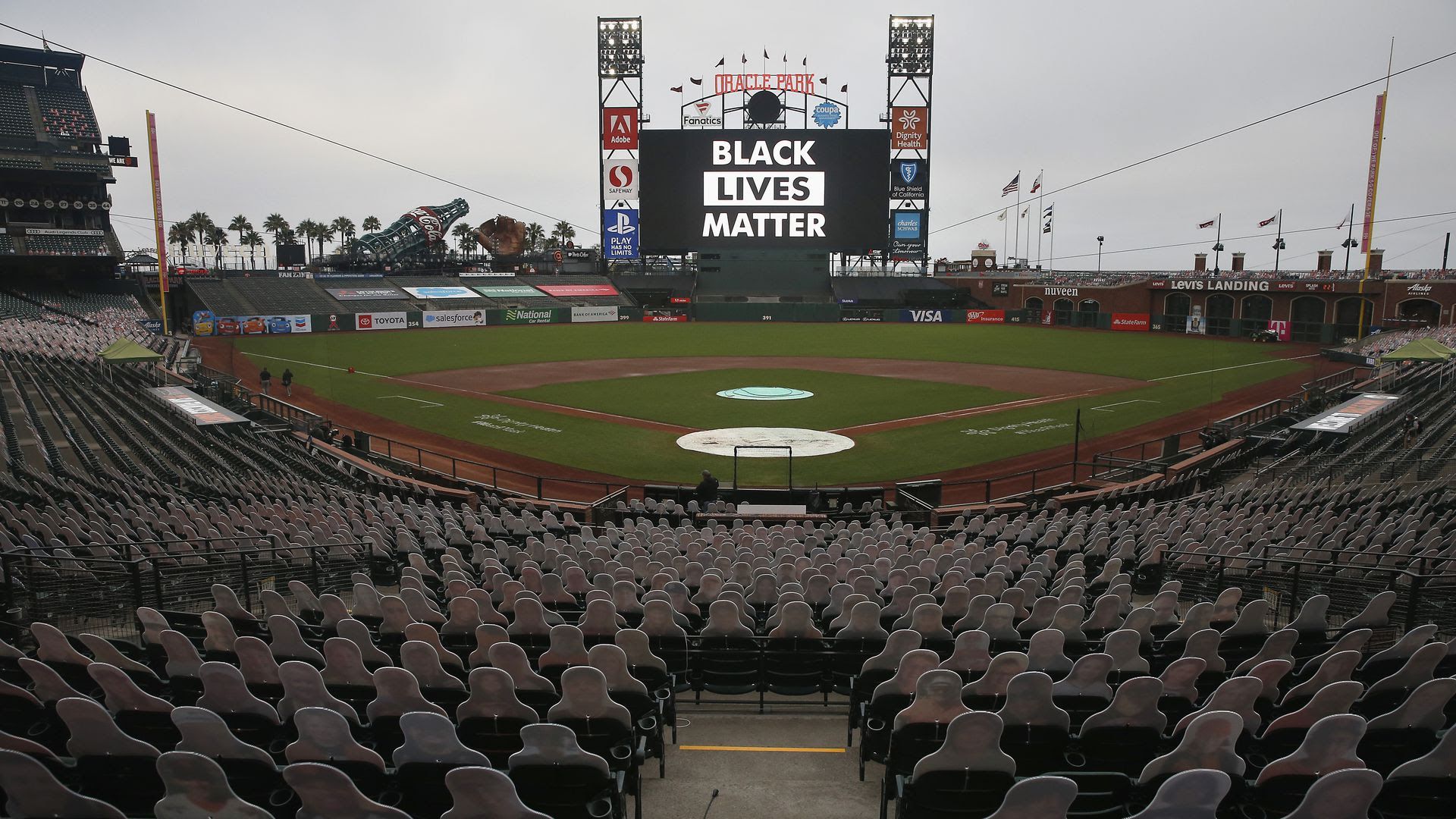 An empty Oracle Park in San Francisco.