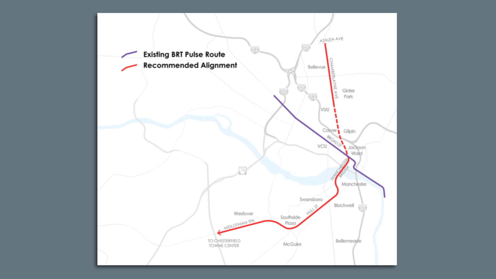 GRTC proposes route for northsouth bus rapid transit line Axios Richmond