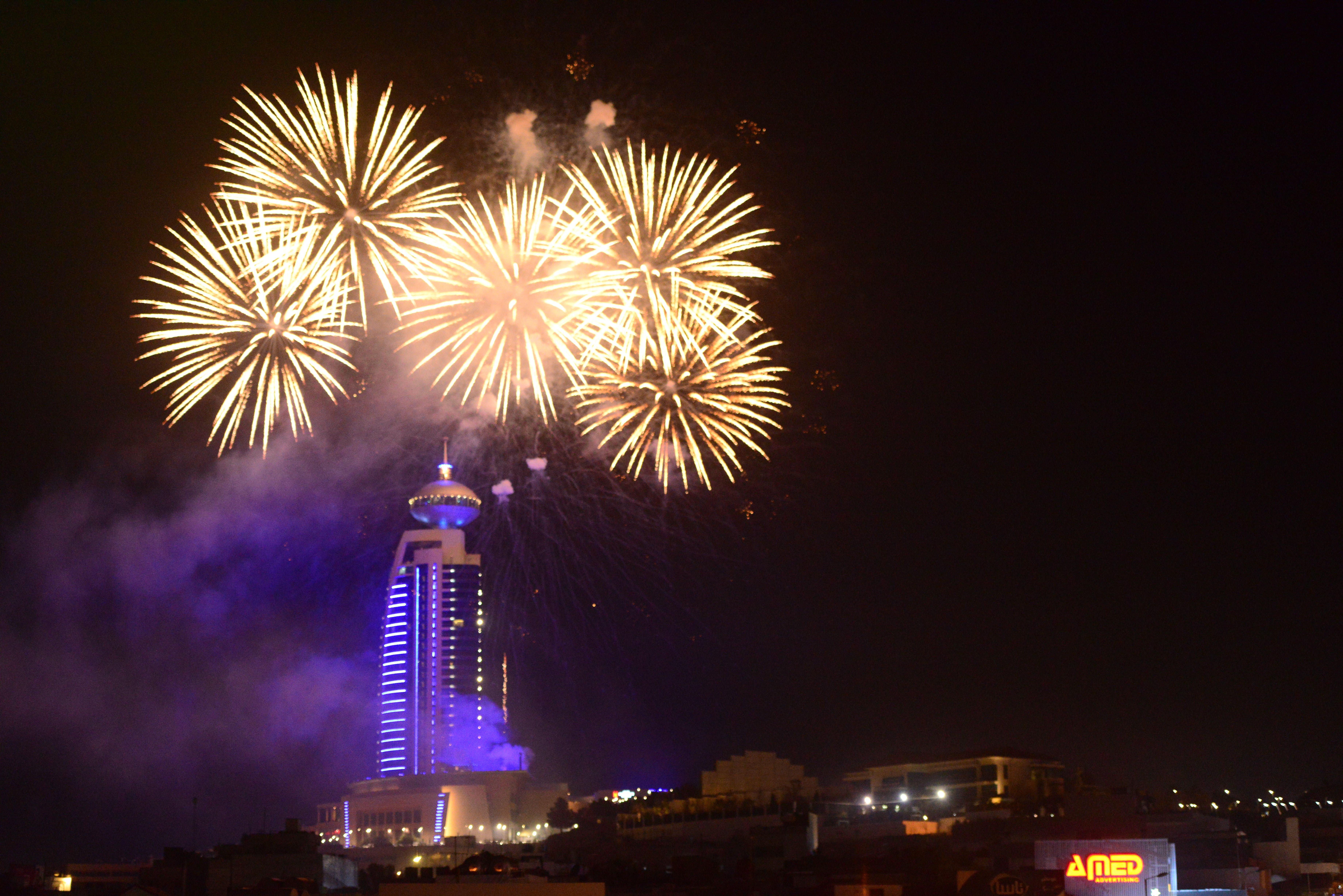  Fireworks illuminate the night sky over Sulaymaniyah, Iraq