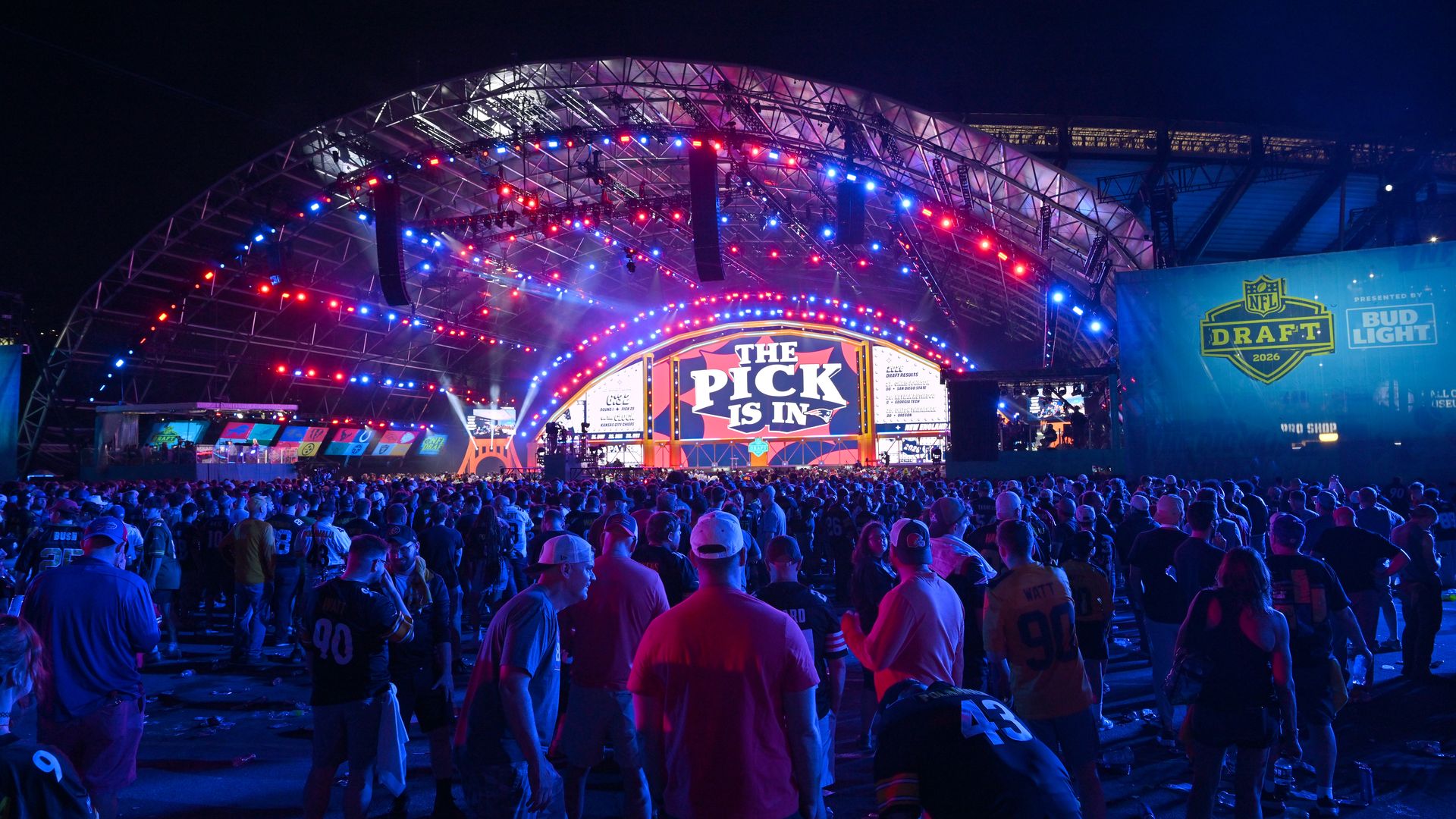 A view of the draft theater during Round One of the NFL Draft in Pittsburgh. Photo: Jason Miller/Getty Images