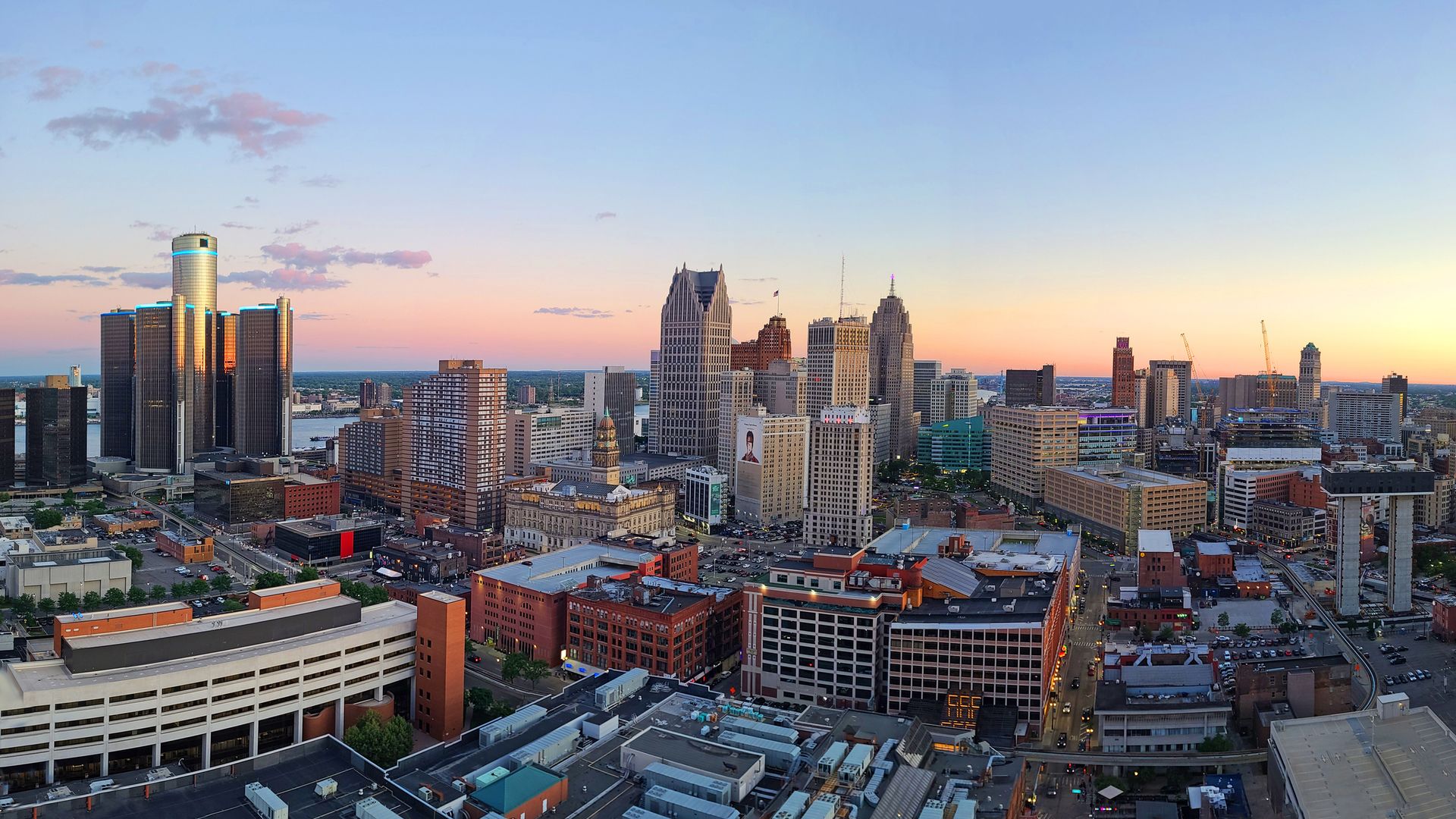 A skyline of Detroit