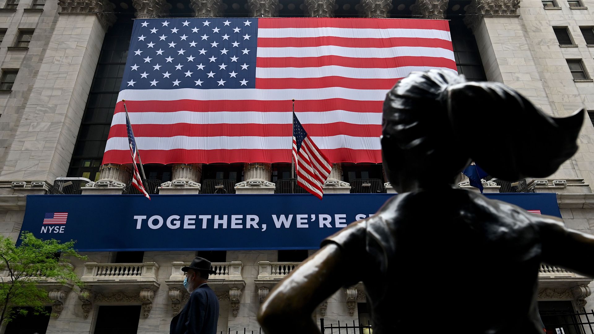 The New York Stock Exchange (NYSE) on May 26, 2020 on Wall Street in New York City. 
