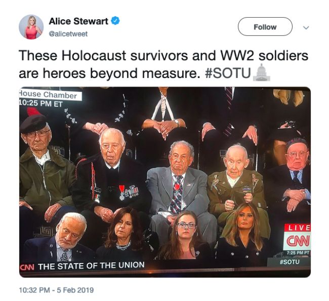 A tweet showing World War II veterans