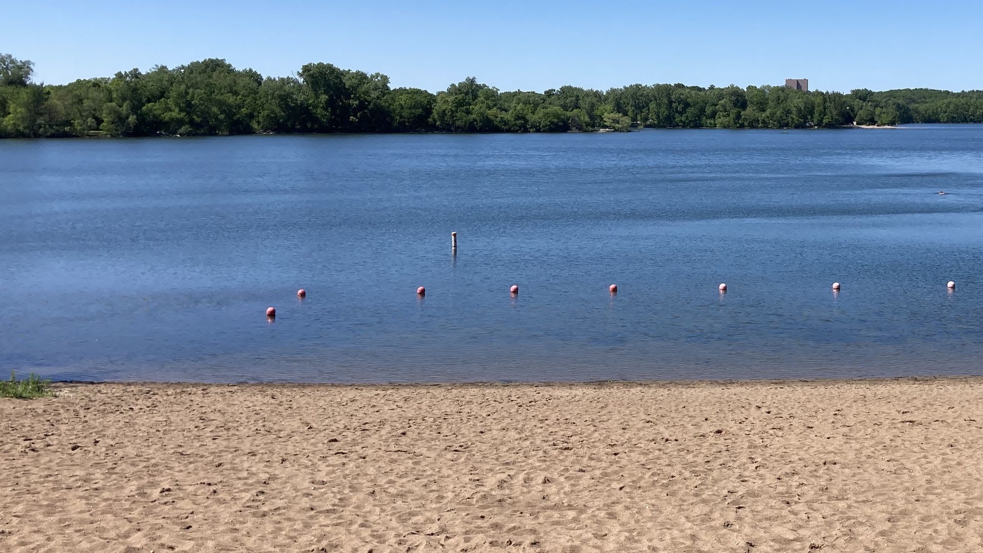 Sand and water at a beach in the Twin Cities metro.