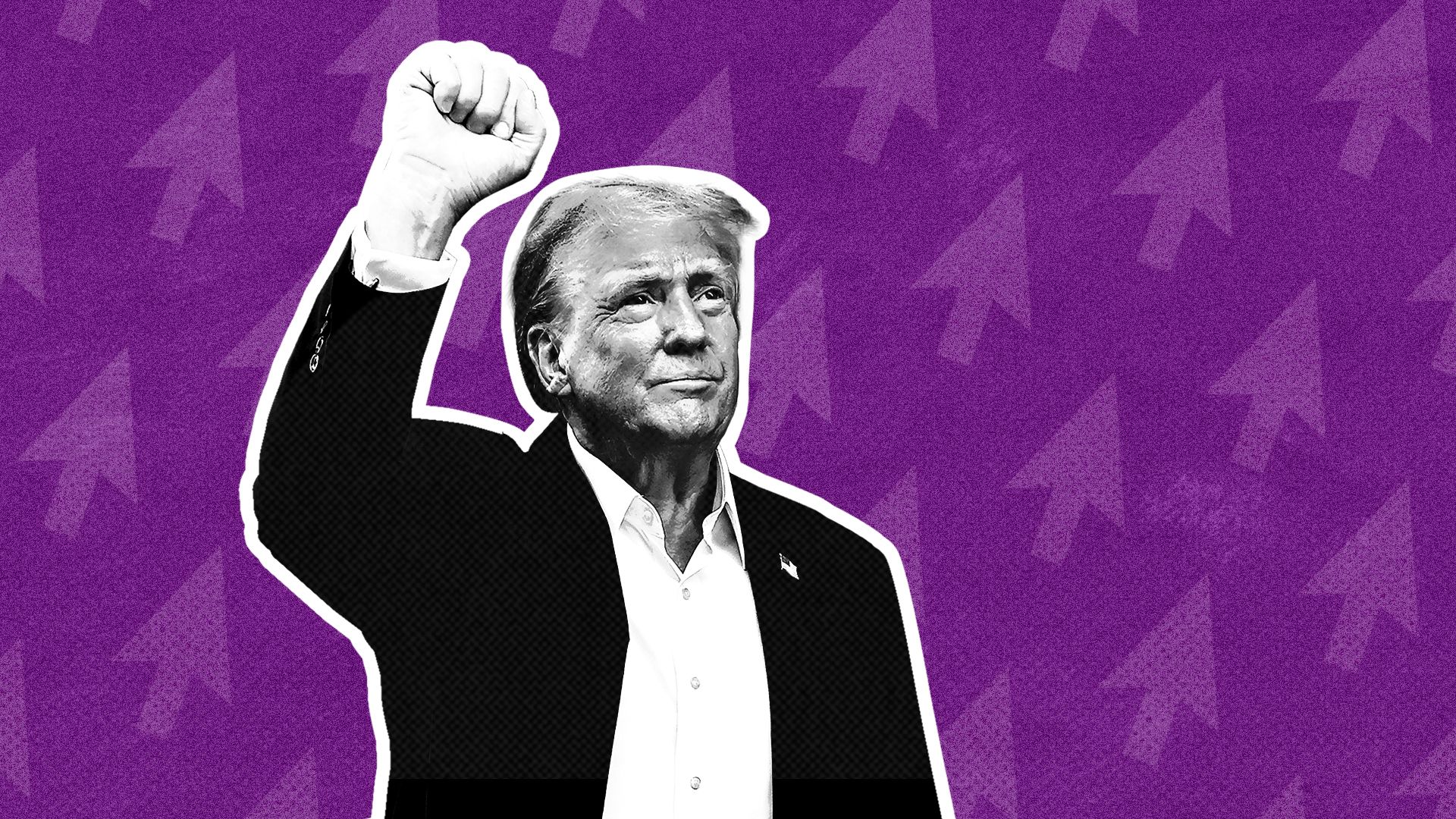 an illustration of former president donald trump on a background made of cursors 