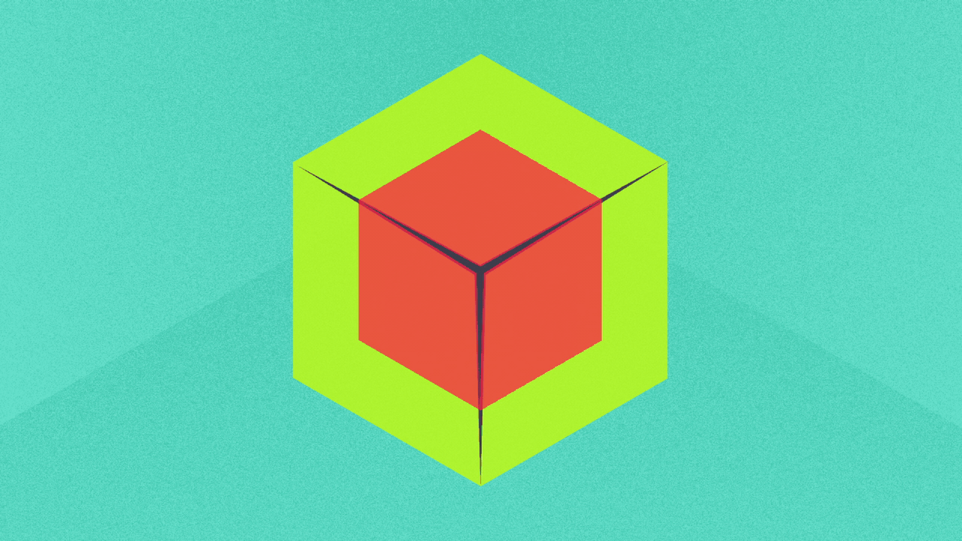 Illustration of two cubes, one inside the other, and the bigger one liquefying.