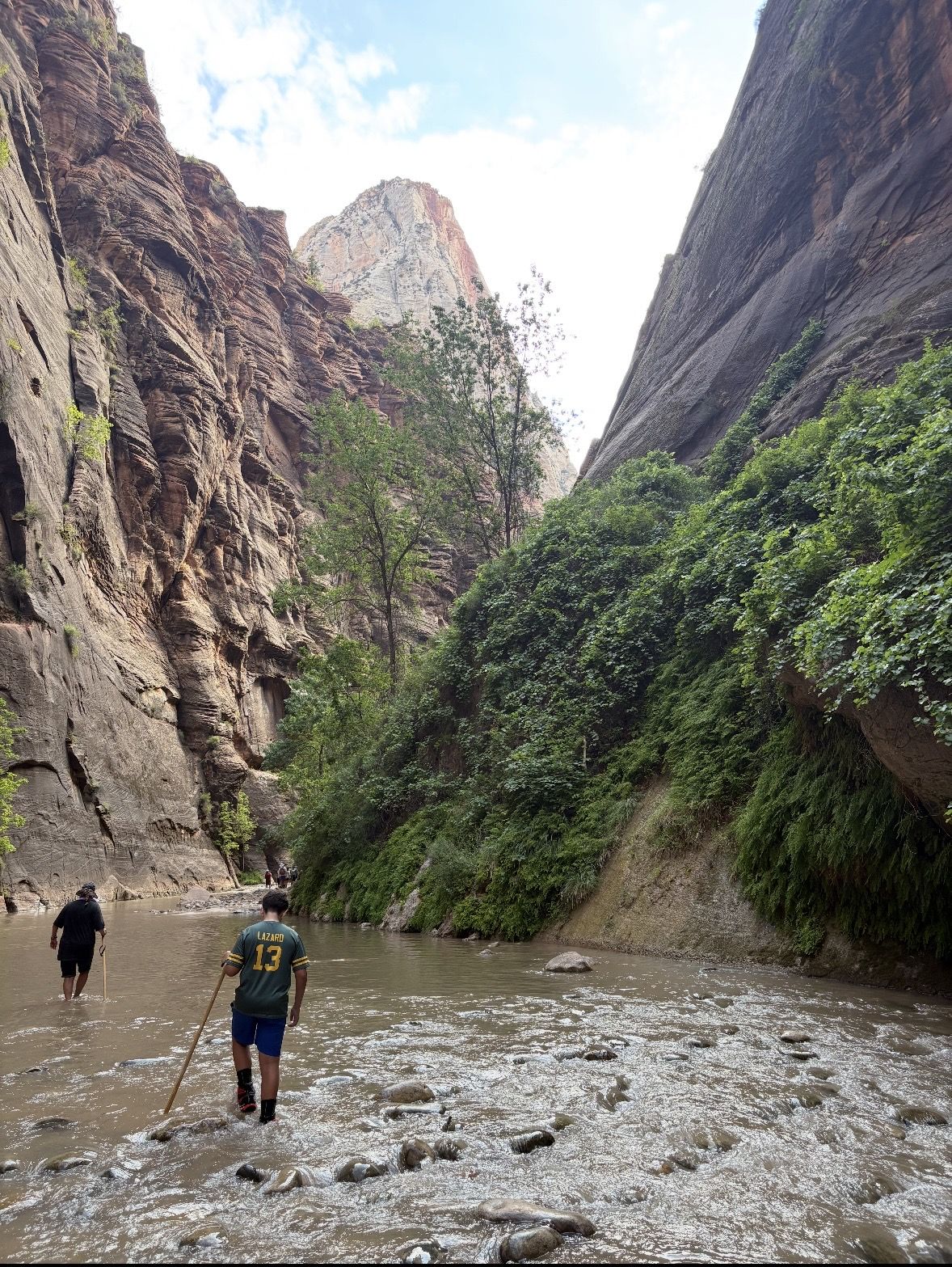 Two hikers wade the Virgin River Narrows at Zion National Park on Monday. Photo: Courtesy of Jason Darrah