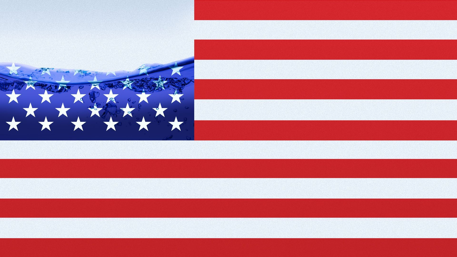 Illustration of an American flag with the blue half full with water